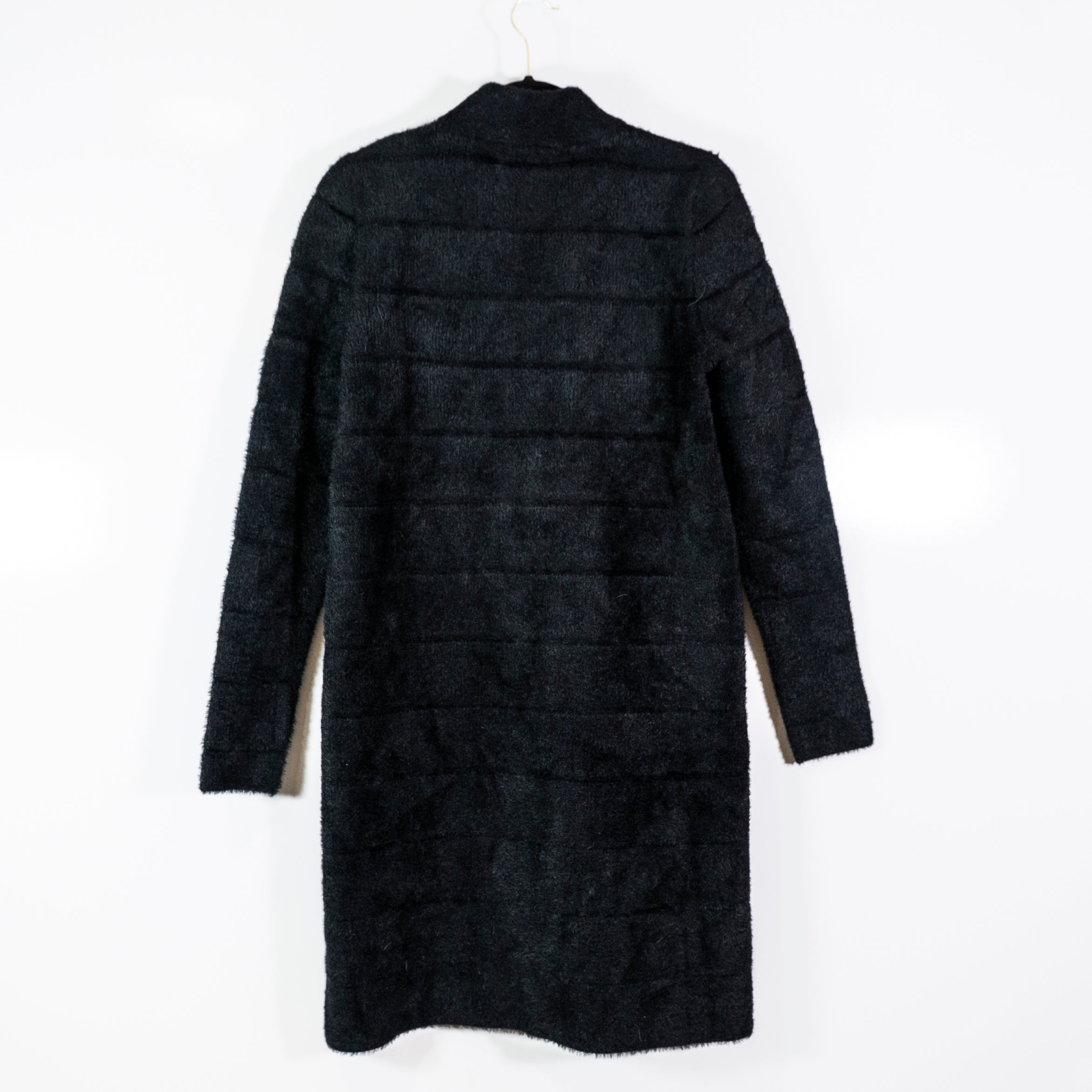 J. McLaughlin Faux Vegan Fur Collared Snap Button Jacket Coat Navy Blue XS