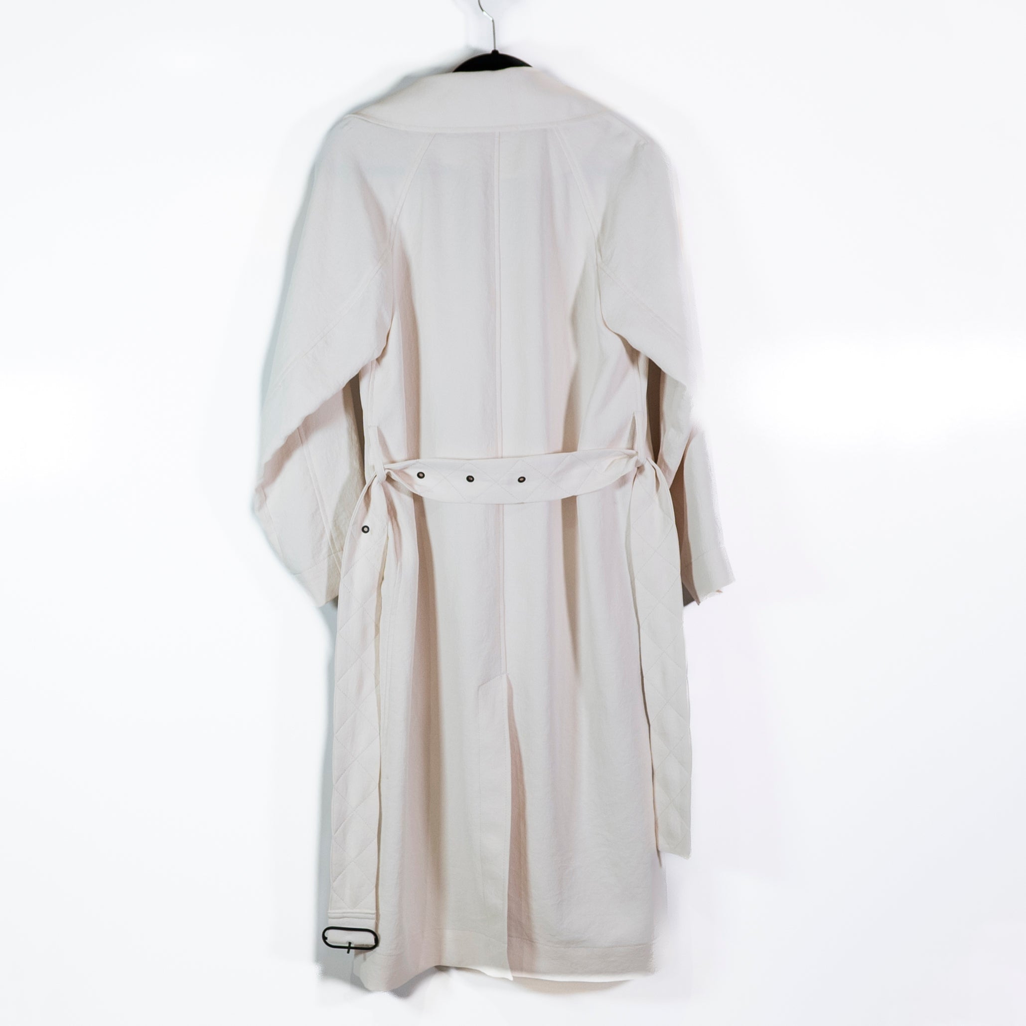 Wilfred Aritzia Lightweight Collared Button Front Belted Midi Trench Coat Ivory