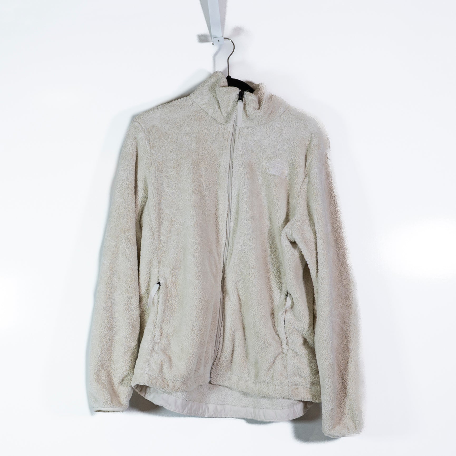 The North Face Women's Fuzzy Teddy Full Zip High Neck Lightweight Jacket Ivory L