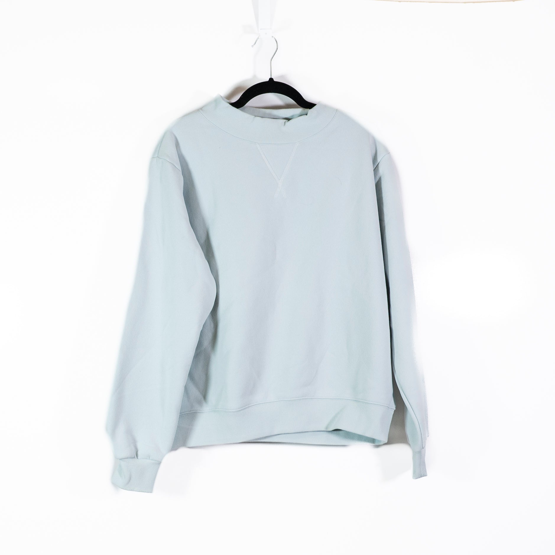 Parke Classic Mockneck Pullover Long Sleeve Fleece Lined Sweater Arctic Blue