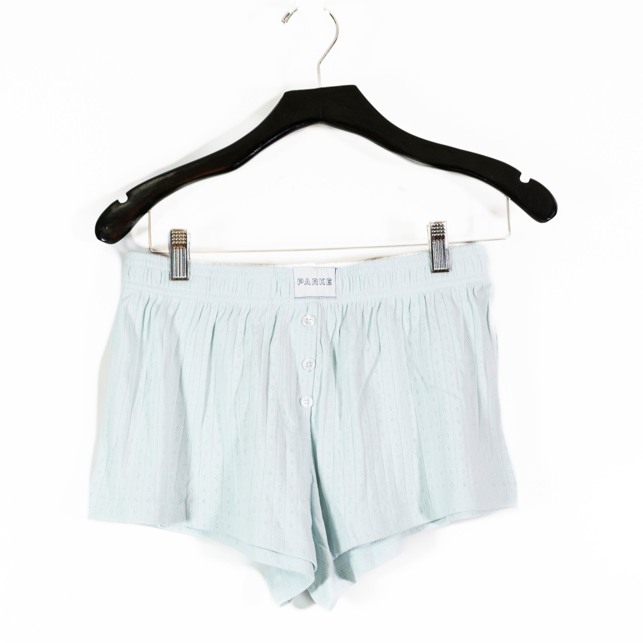 NEW Parke Pointelle Cotton Knit Stretch Pull On Lounge Pajama Mini Boxer Shorts