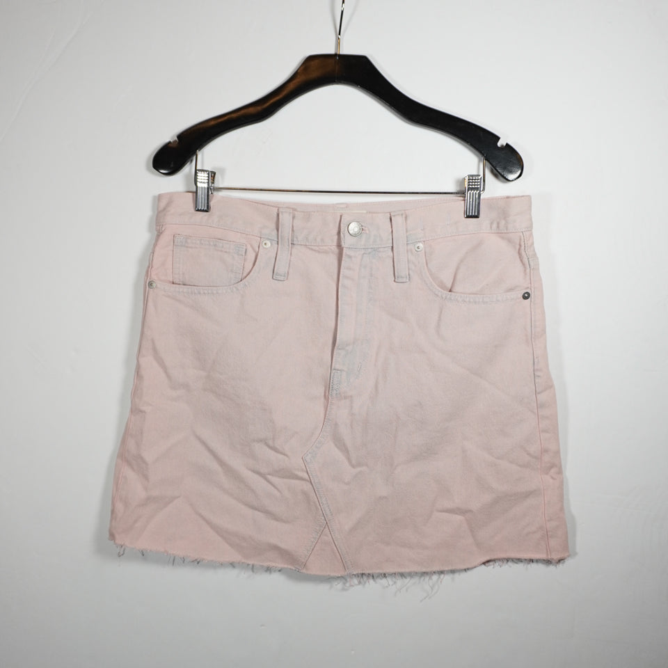 NEW Madewell Rigid Denim A-Line Mini Jean Skirt: Overdyed Edition Pink 30