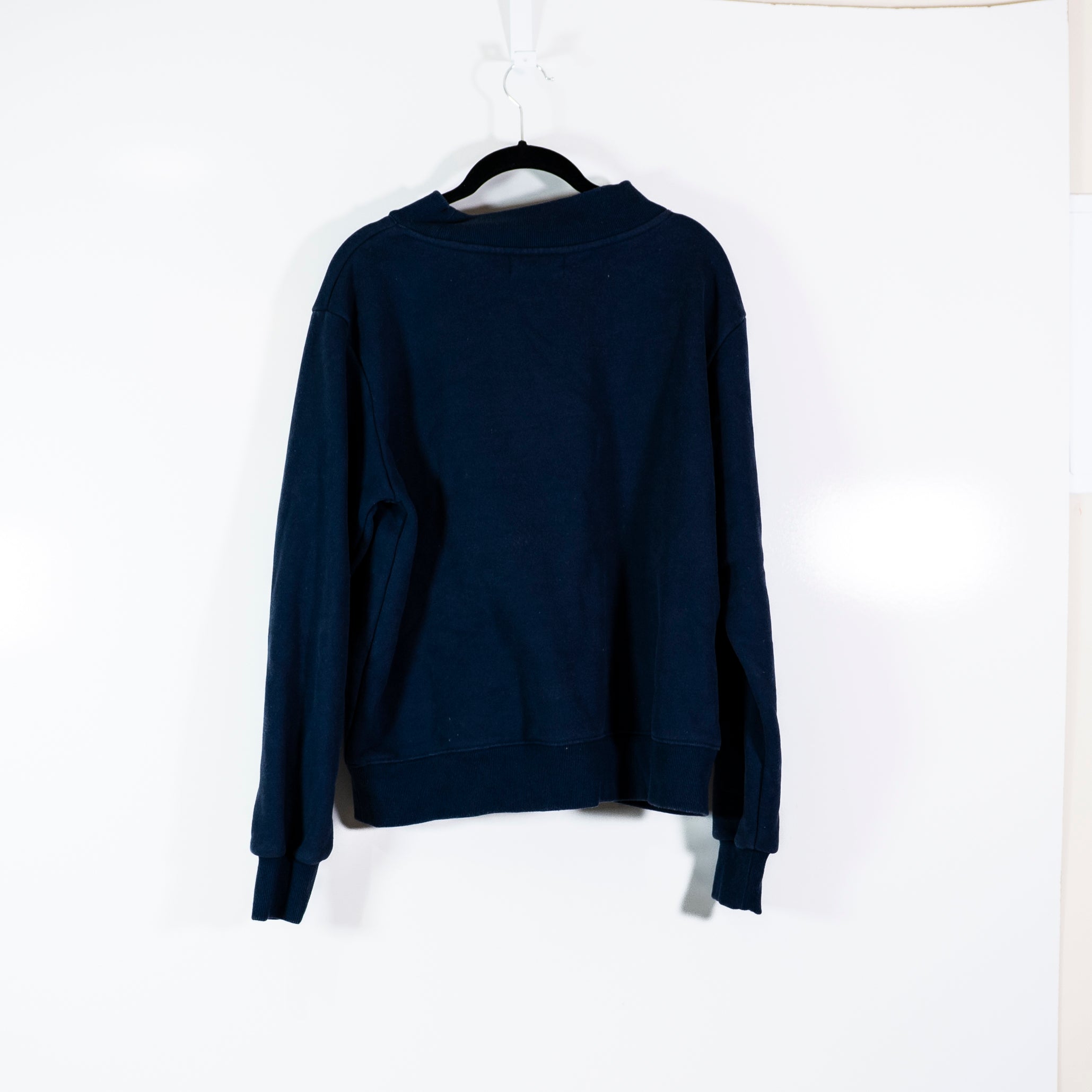 Parke Chicago Graphic Logo Signature Mockneck Sweater Sweatshirt Denim Blue S/M