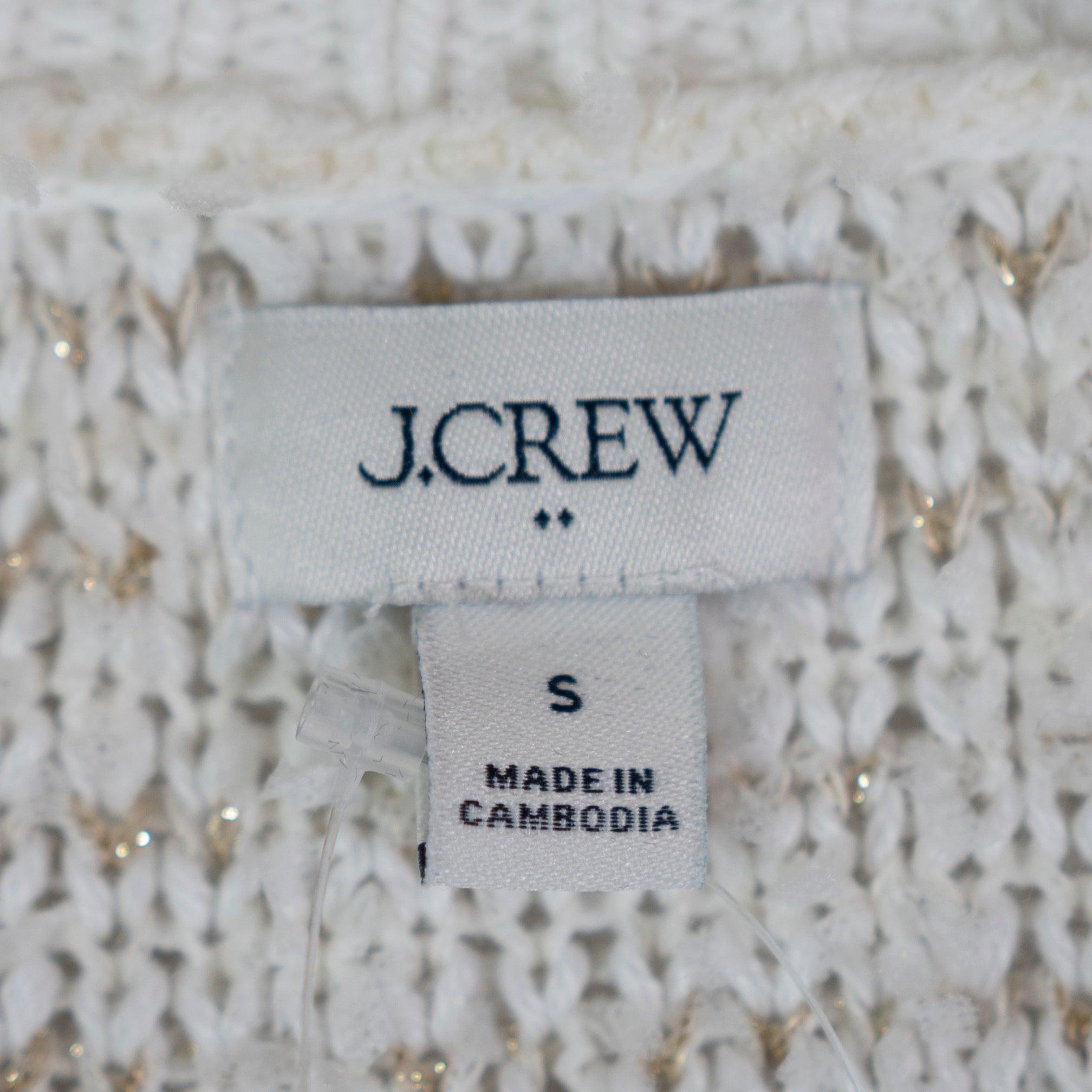 NEW J. Crew Shimmer Texture Cotton Knit Cardigan Sweater Ivory Feather Gold S