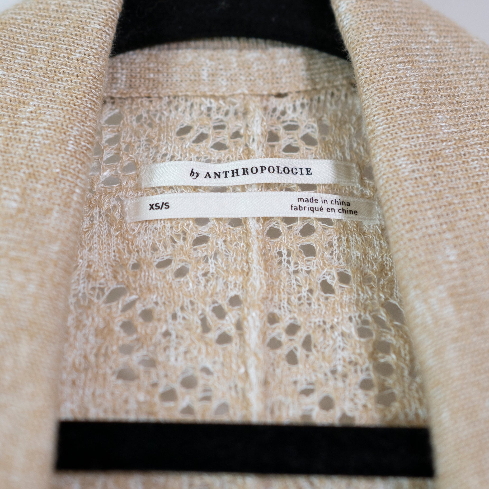 NEW Anthropologie Cotton Blend Loose Knit Collared Cardigan Sweater Neutral XS/S