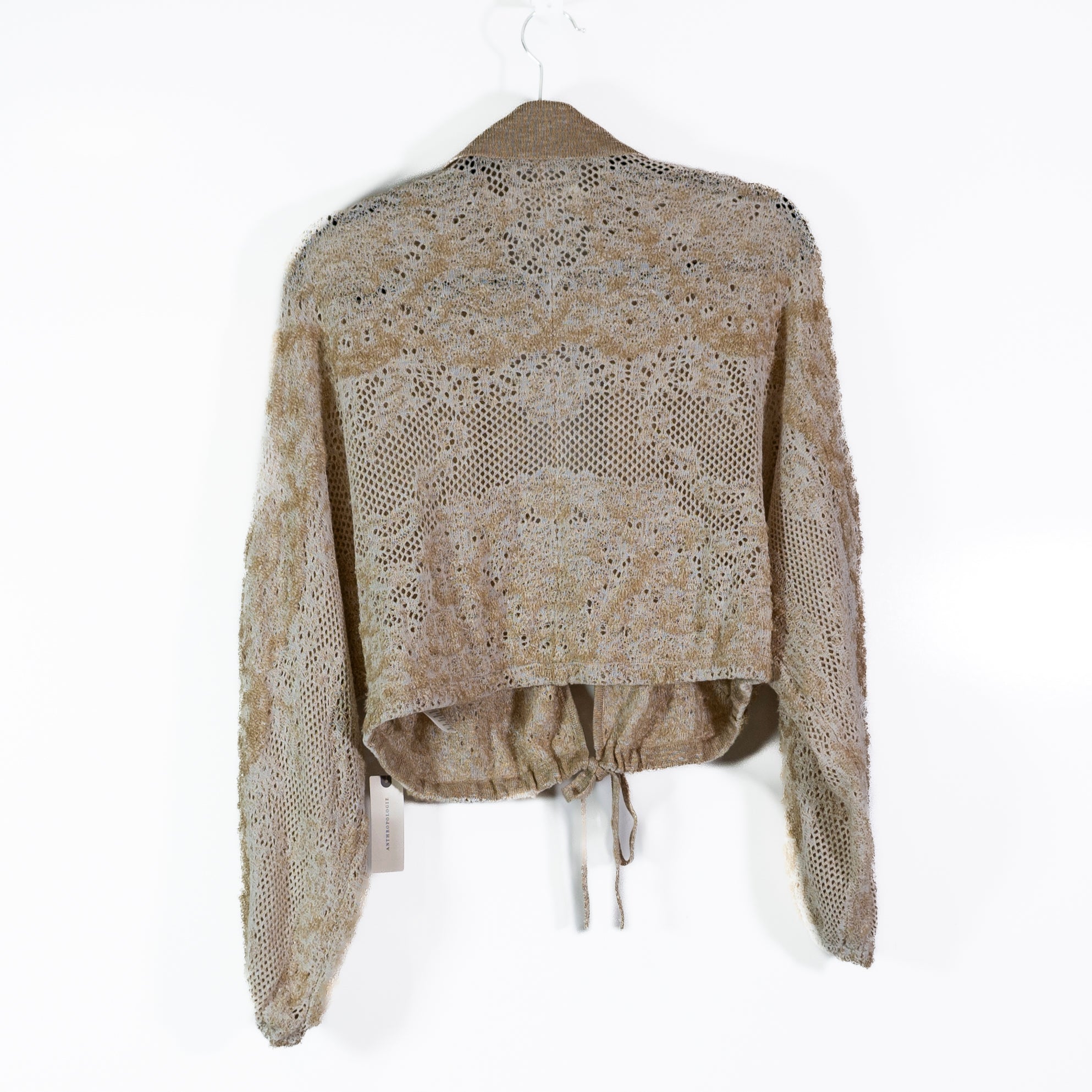 NEW Anthropologie Cotton Blend Loose Knit Collared Cardigan Sweater Neutral XS/S