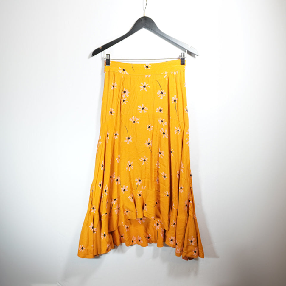 Faithfull The Brand Botany Daisy Floral Flower Print Pattern Yellow Ruffle Skirt