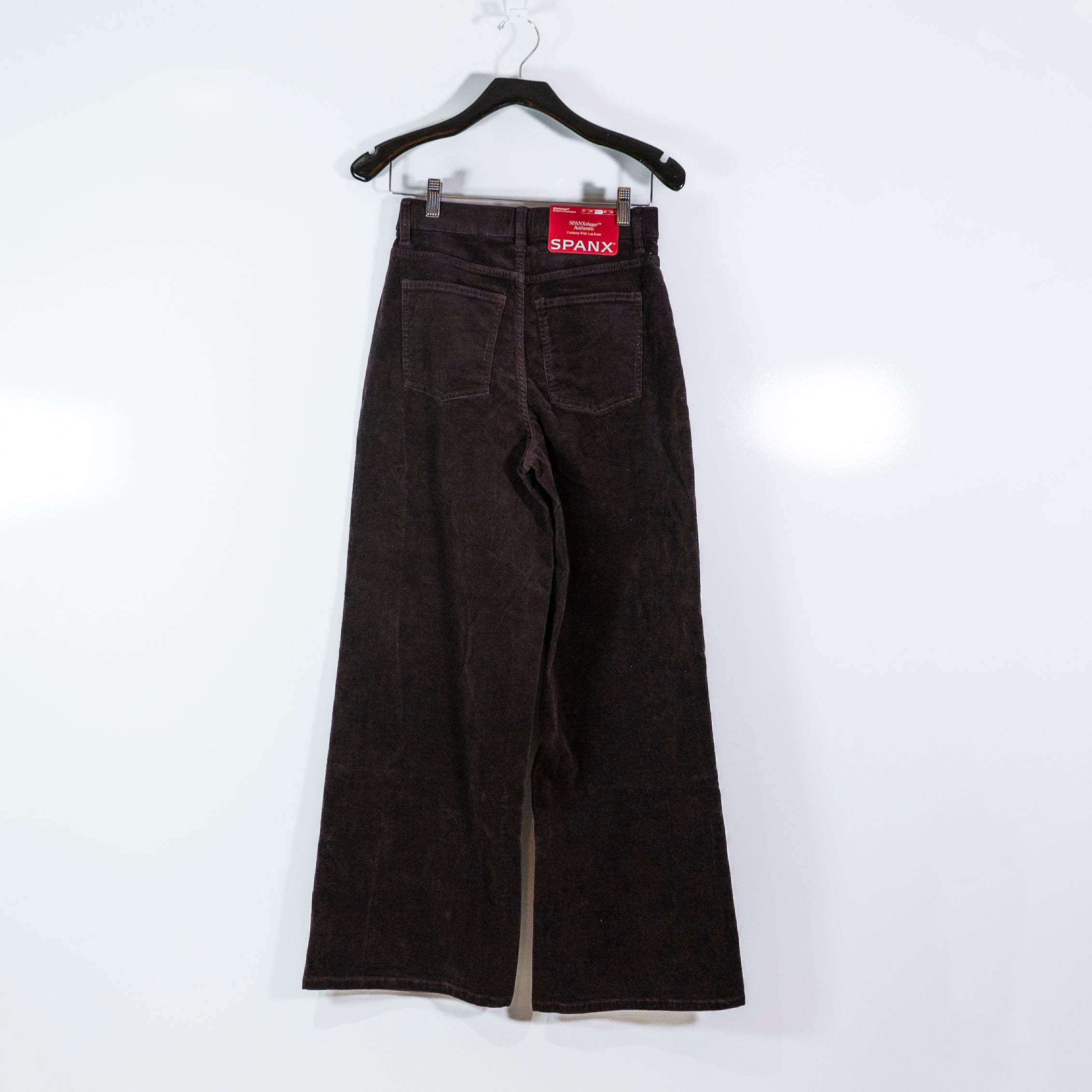 NEW Spanx Authentic 360 Corduroy Velvet Velour Wide Leg Jeans Truffle Brown S
