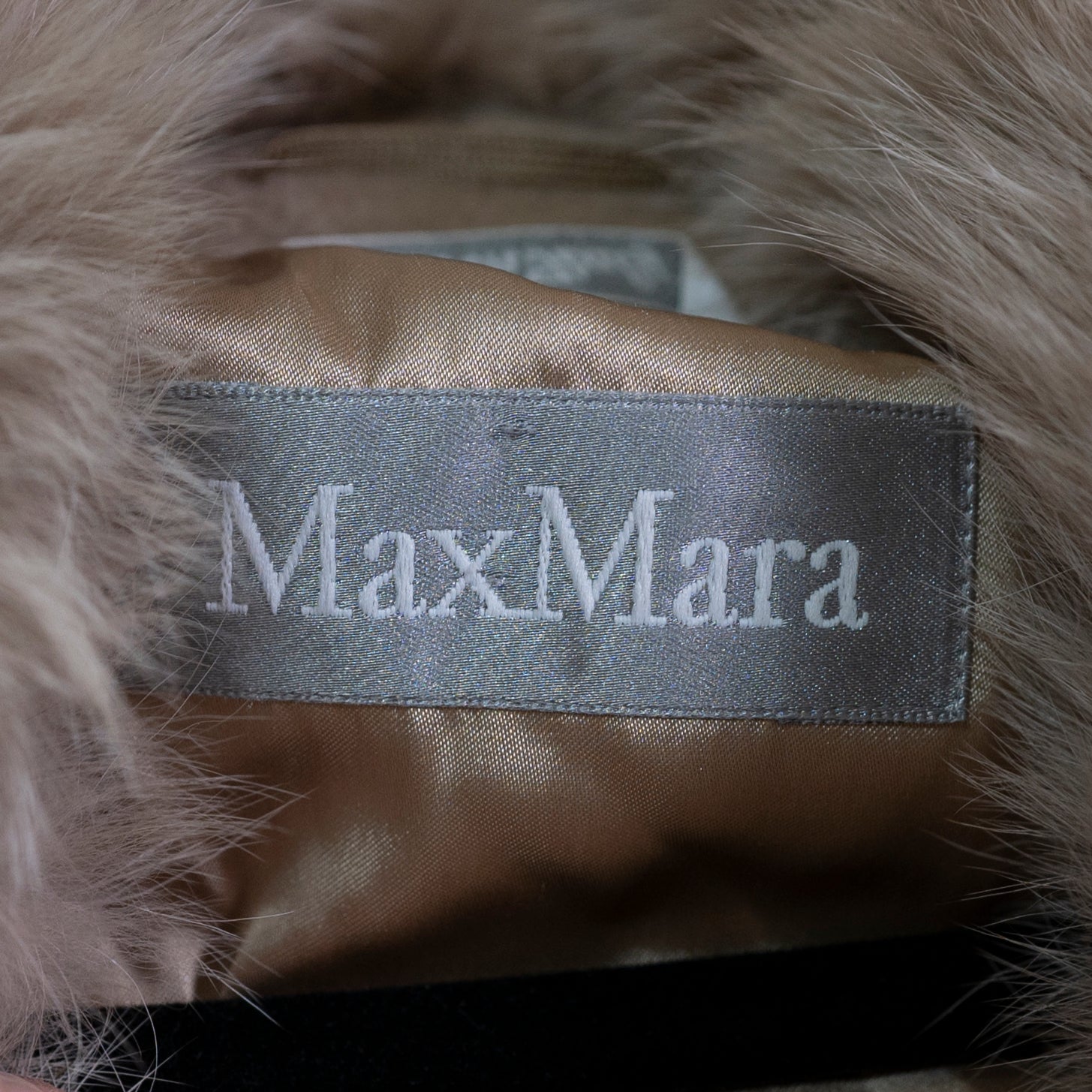 Max Mara Made In Italy Wool Felt Genuine Fur Collar Pea Coat Jacket Coat Neutral
