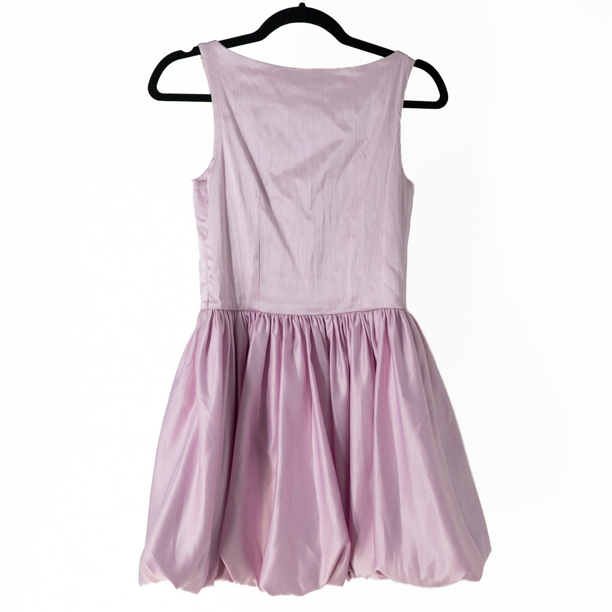 Azeeza Ananya Cotton Satin Boat Neck Sleeveless Bubble Hem Mini Dress Purple S