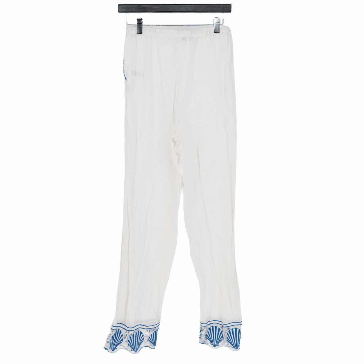 Rails Tildi Cotton Linen Straight Leg White Blue Seashell Lace Trim Pants XS