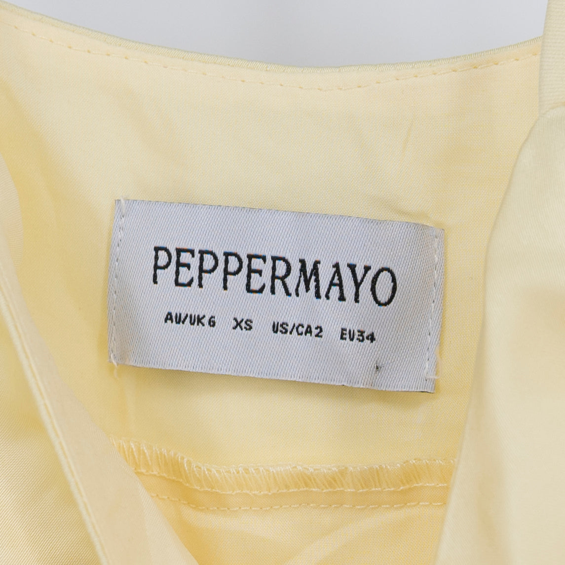 Peppermayo Becka Tiered Ruffle Satin Butter Yellow Mini Dress 2