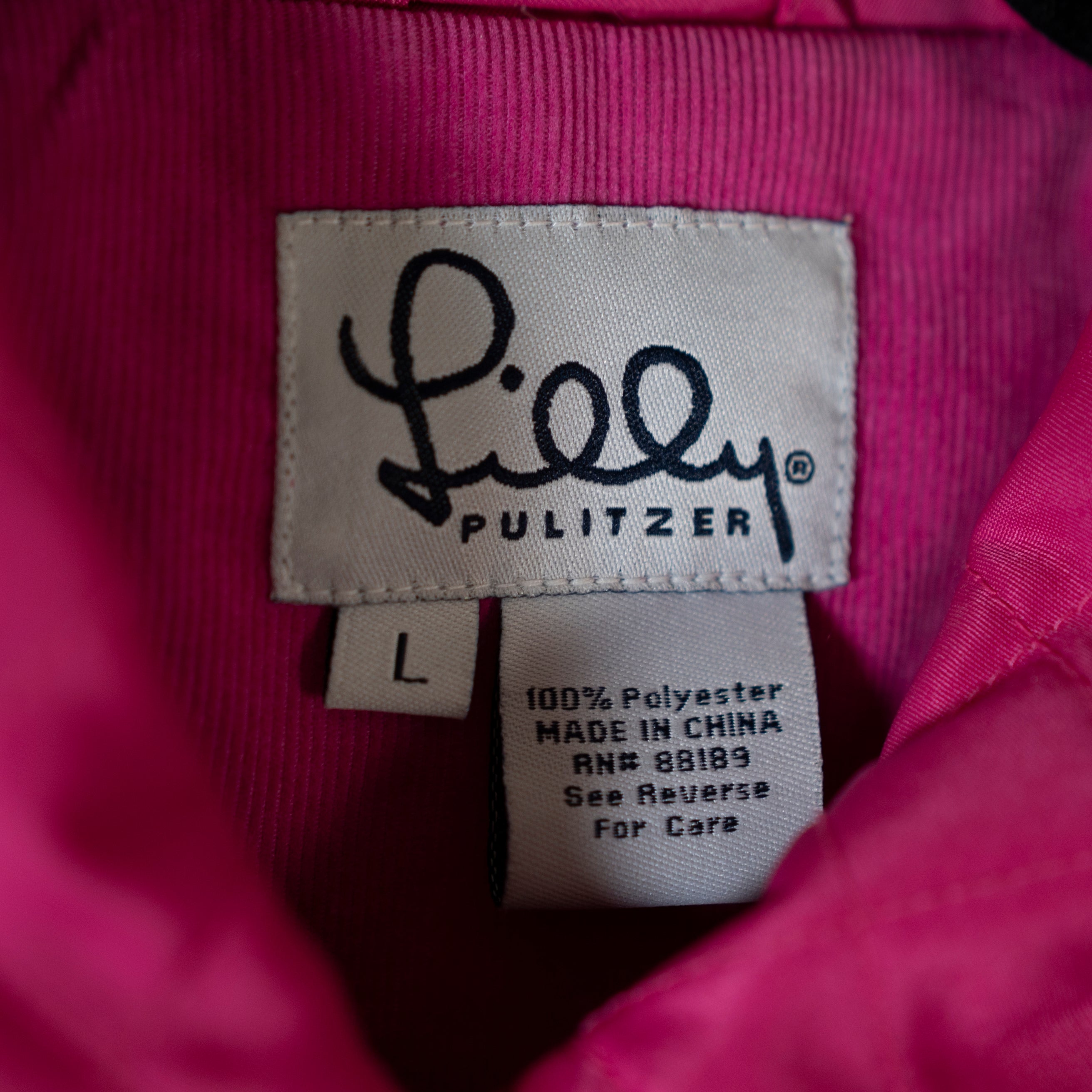 Lilly Pulitzer Vintage White Label Quilted Snap Button Collared Jacket Coat Pink