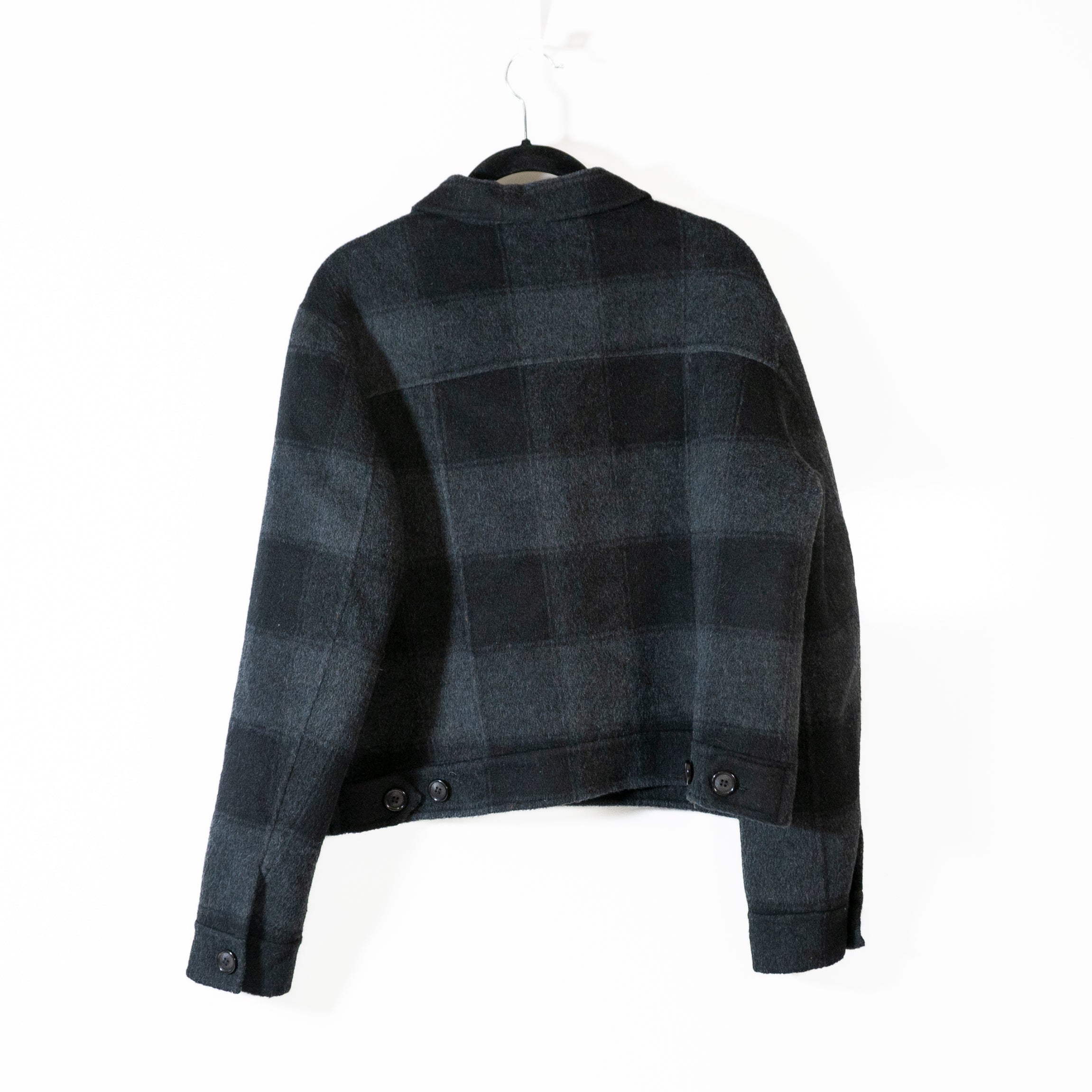 Rails Steffi Wool Alpaca Felt Button Up Collared Coat Jacket Charcoal Black L