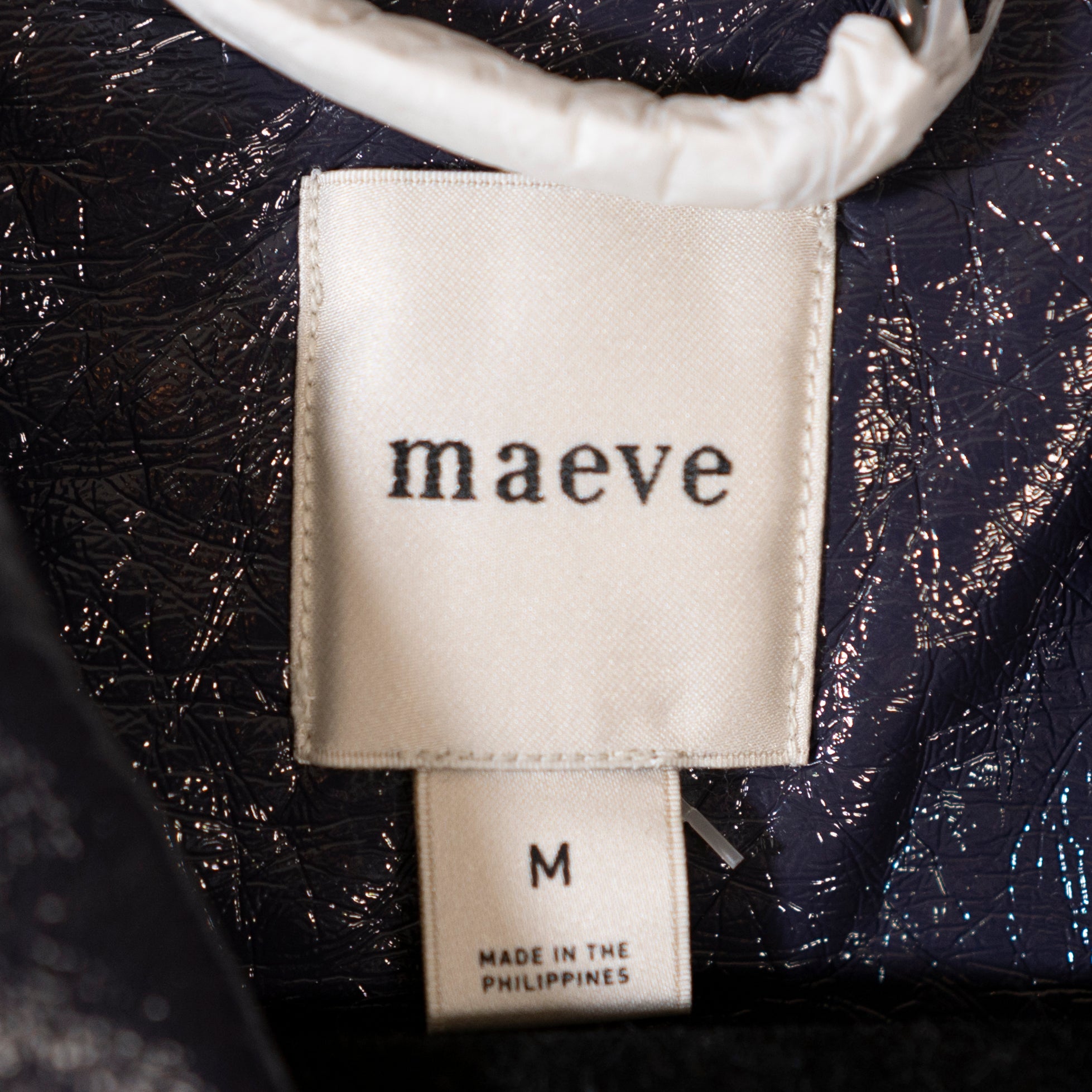 NEW Maeve Anthropologie Faux Patent Leather Caraber Waterproof Jacket Nightfall