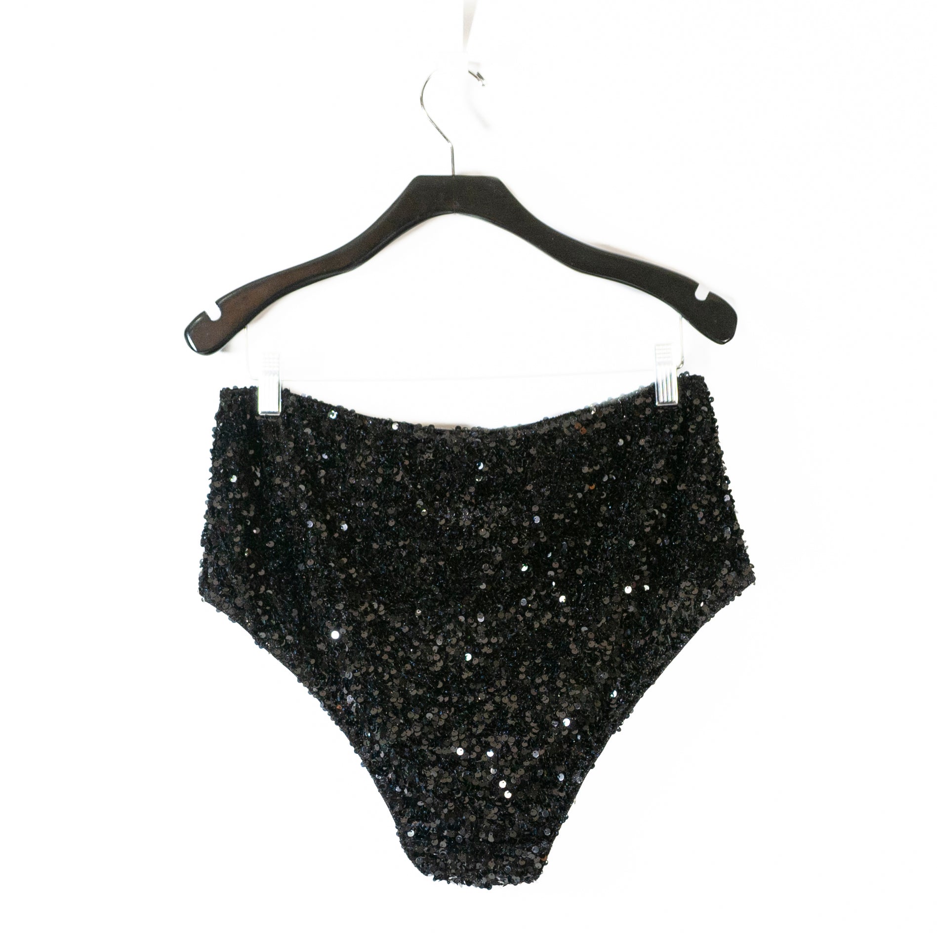 NEW Anthropologie Sequin Sparkle Velvet Velour Embellished Mini Hot Shorts Black