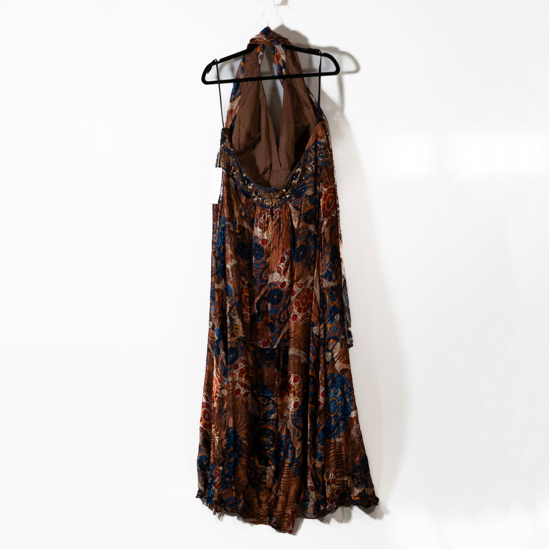 NEW Dolce Jovani Silk Satin Burnout Velvet Velour Embellished Gown Dress 16 