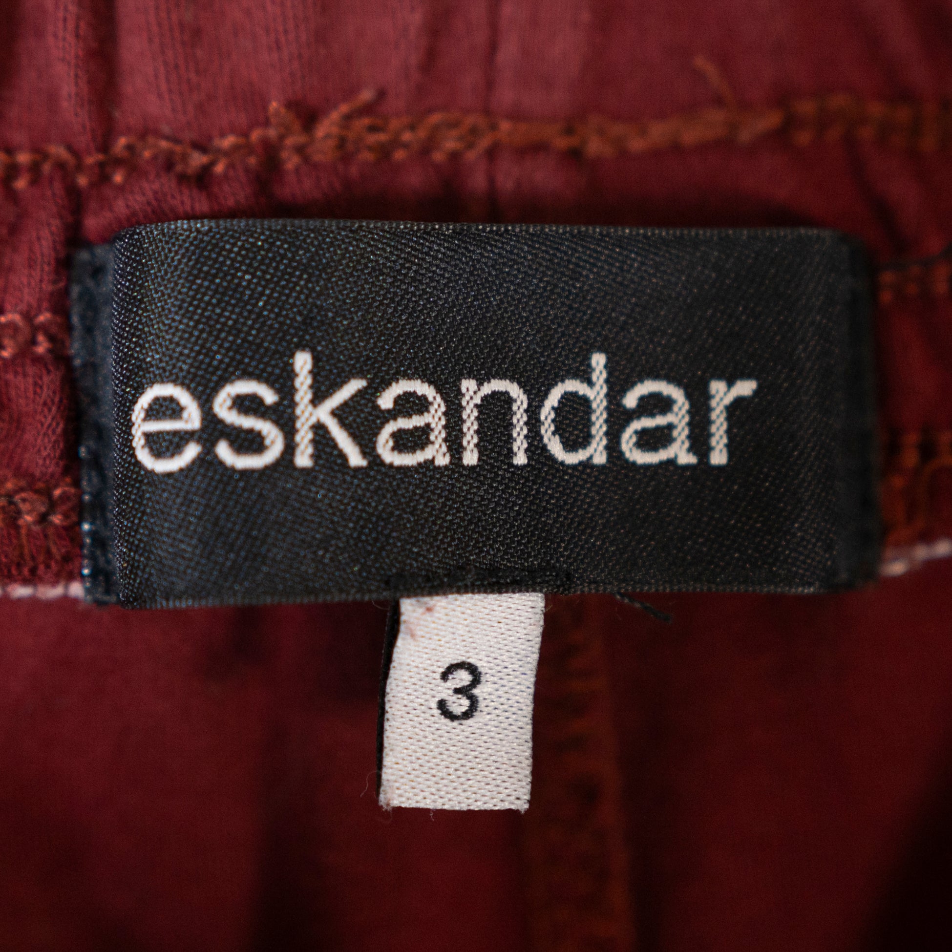 Eskandar Women's Pima Cotton Pull On Straight Leg Lounge Trouser Pants Burgundy 