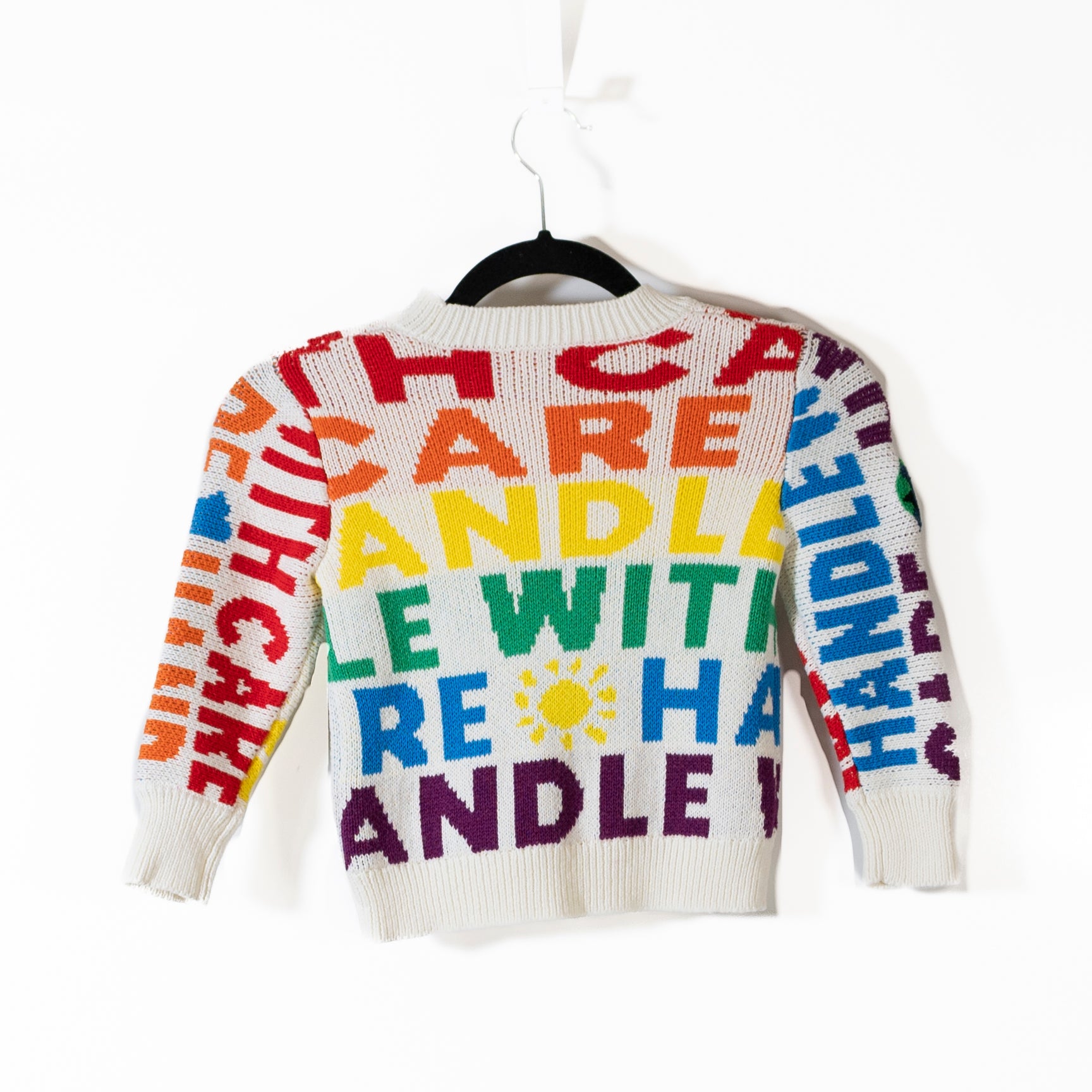 Stella Mccartney Kids' White Handle With Care Graphic Print Knit Jumper Sweater