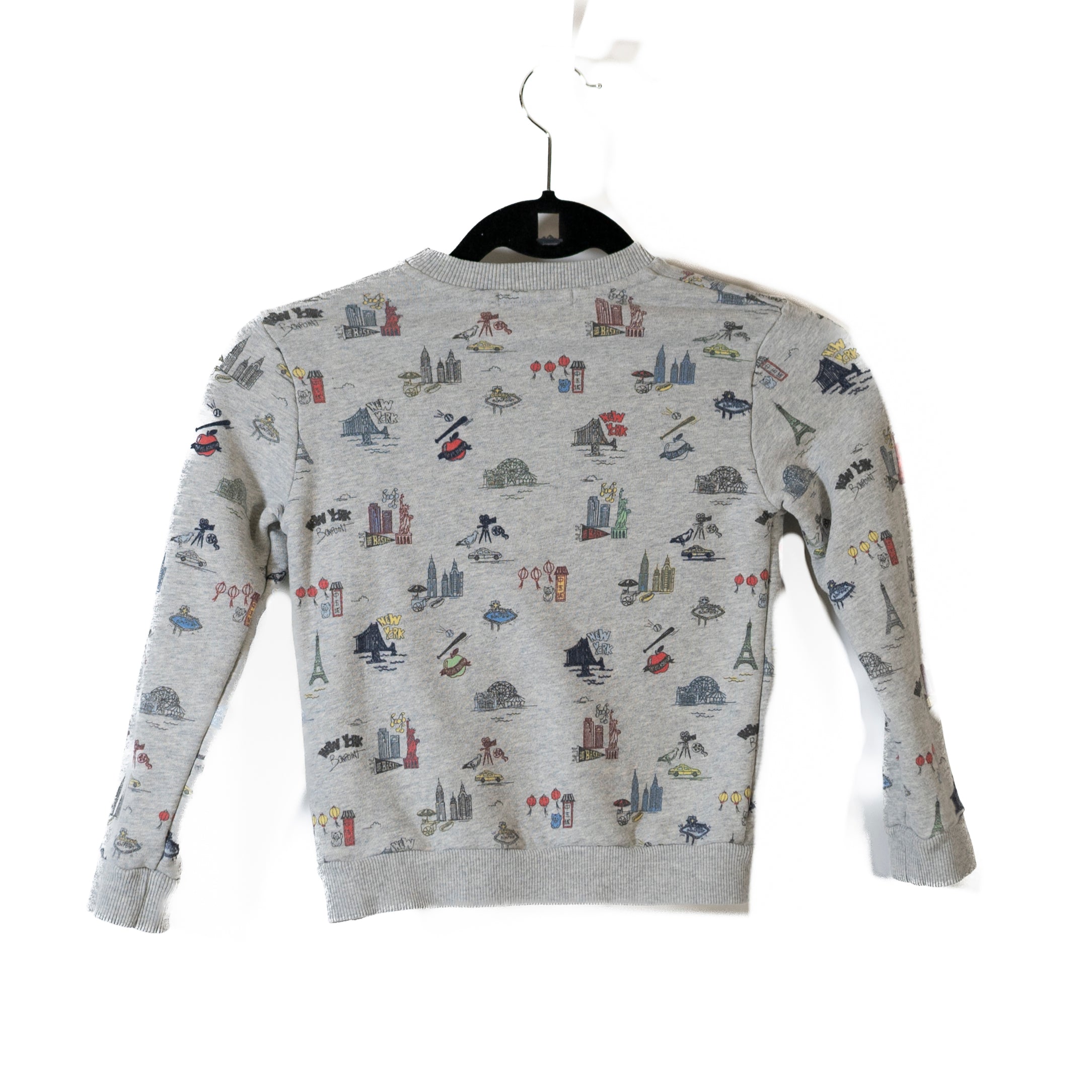 Bonpoint Kid's Boy's New York City Graphic Print Pattern Crew Neck Sweatshirt 4