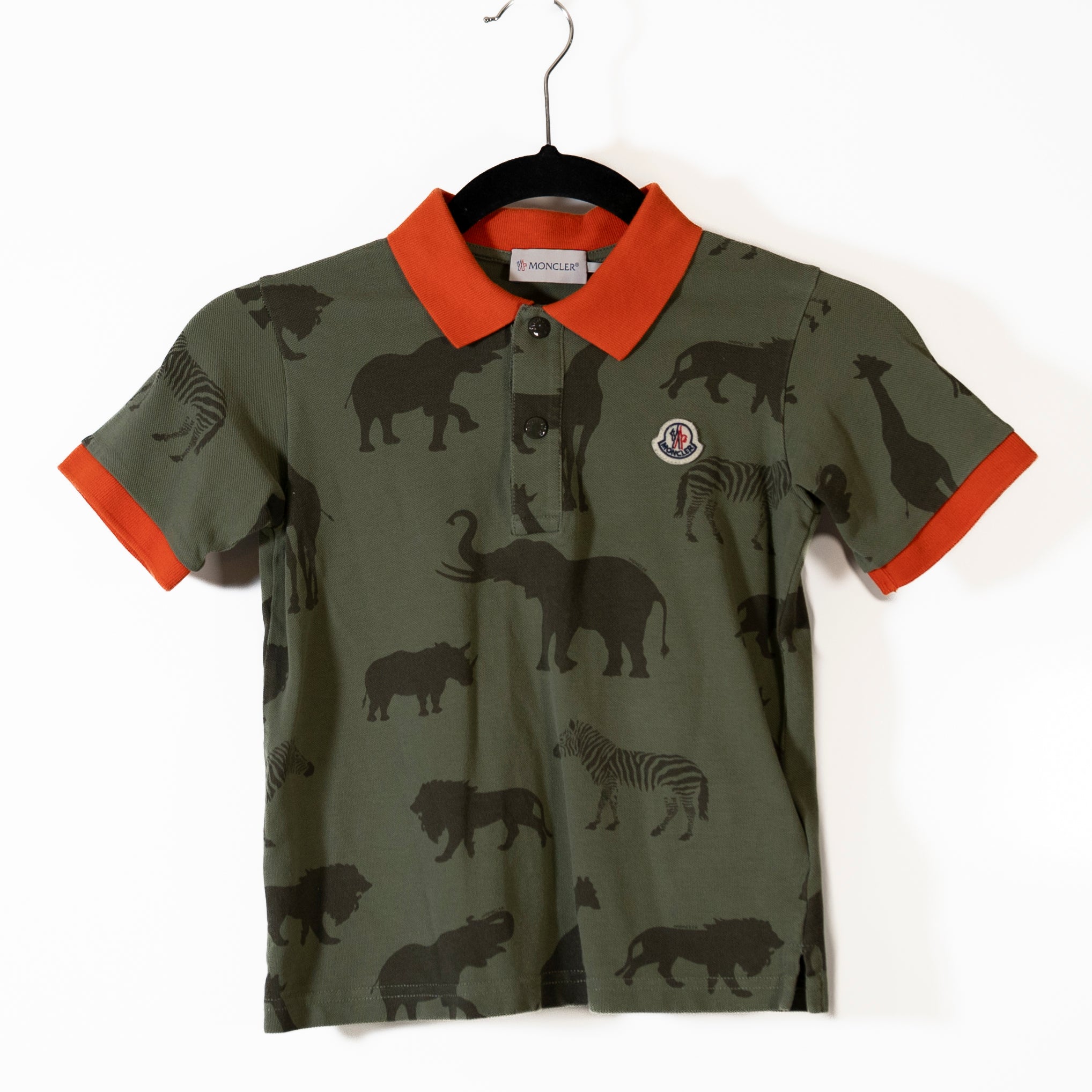 Moncler Boy's Kid's Safari Zoo Animal Print Pattern Cotton Short Sleeve Polo 8A