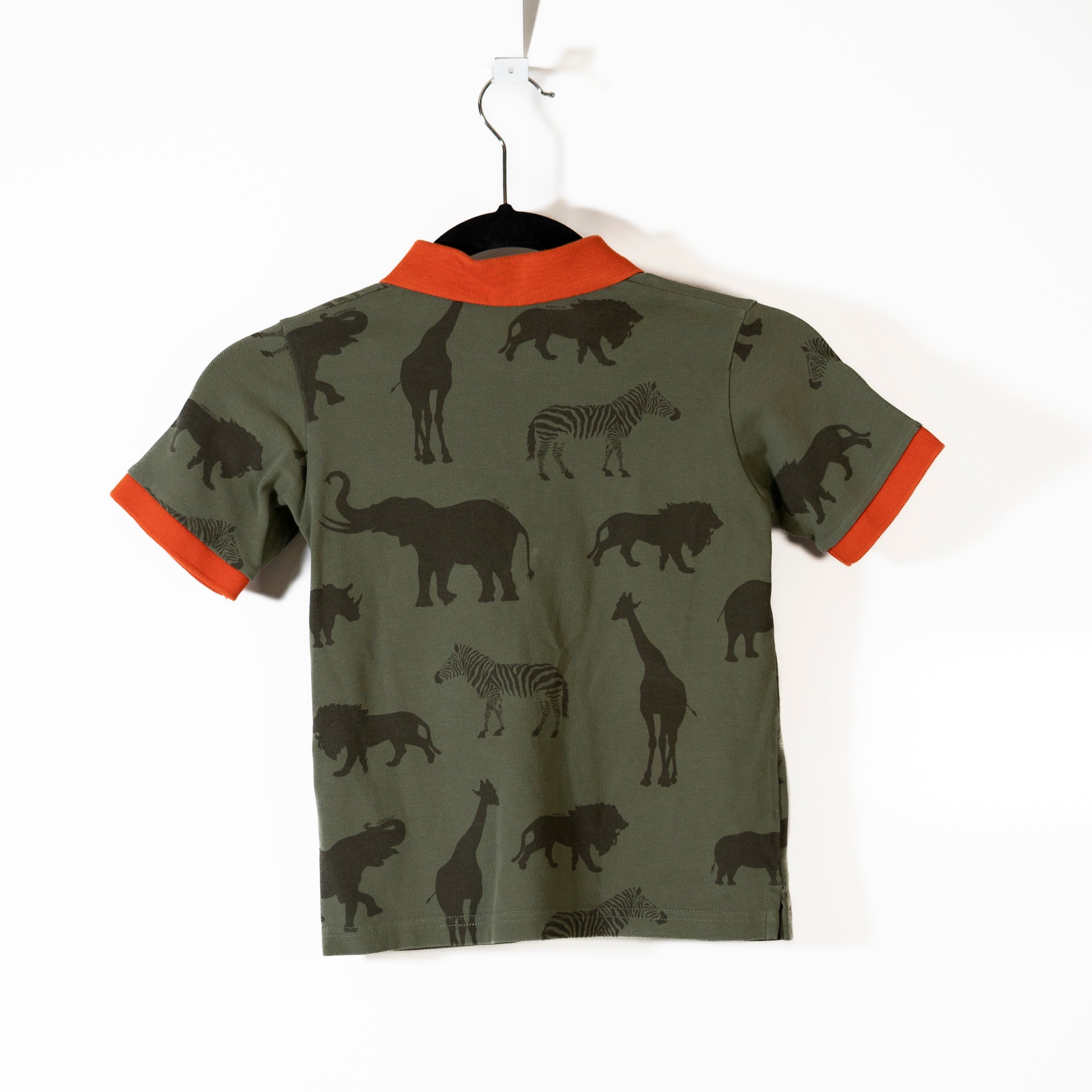 Moncler Boy's Kid's Safari Zoo Animal Print Pattern Cotton Short Sleeve Polo 8A