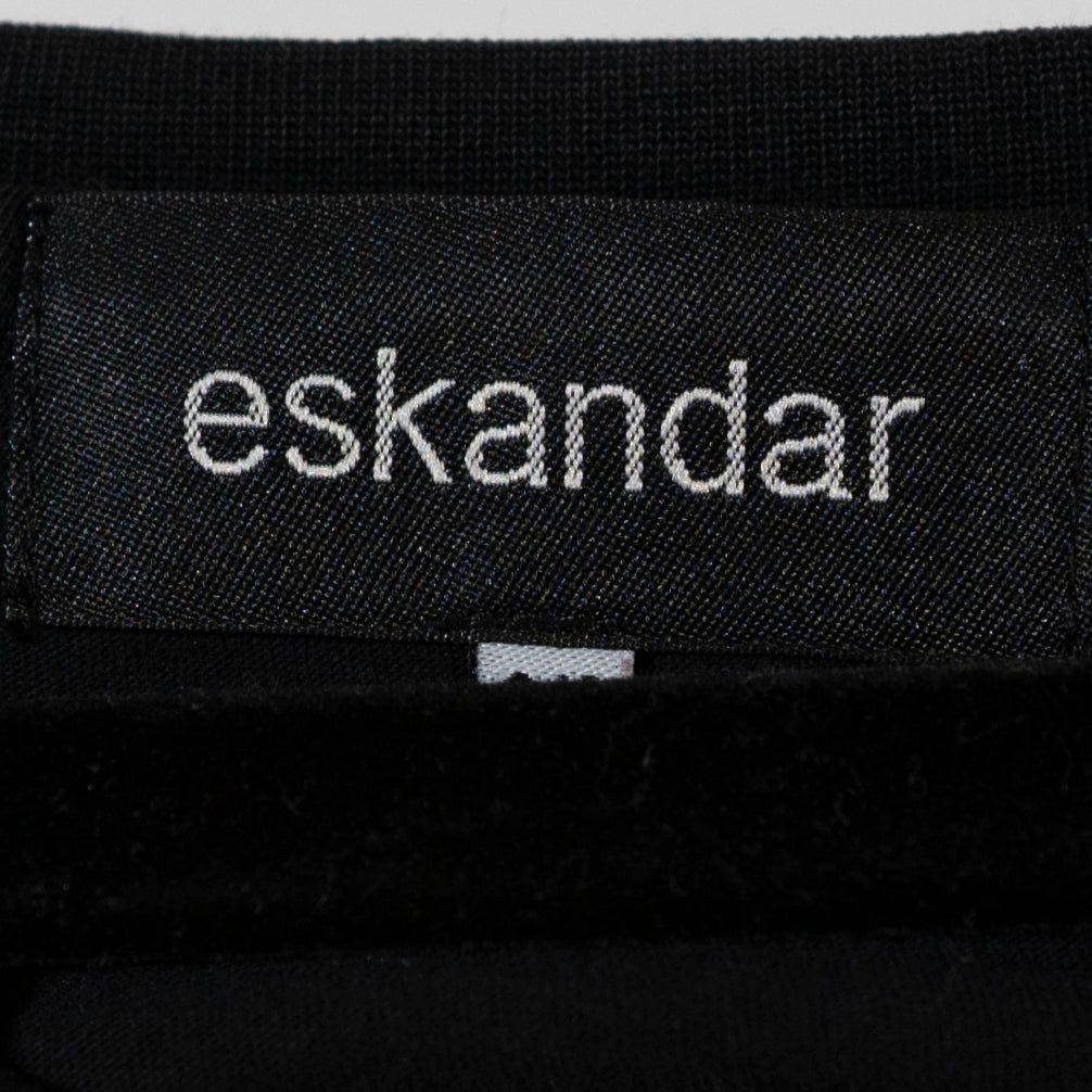Eskandar Women's 100% Pima Cotton Knit Scoop Neck Long Sleeve Tee Shirt Black OS