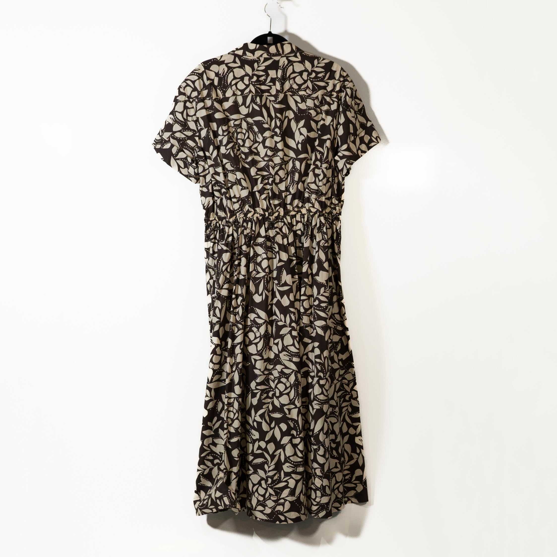 Cara Cara Asbury Cotton Poplin Button Front Tie Waist Midi Shirt Dress Brown XXL
