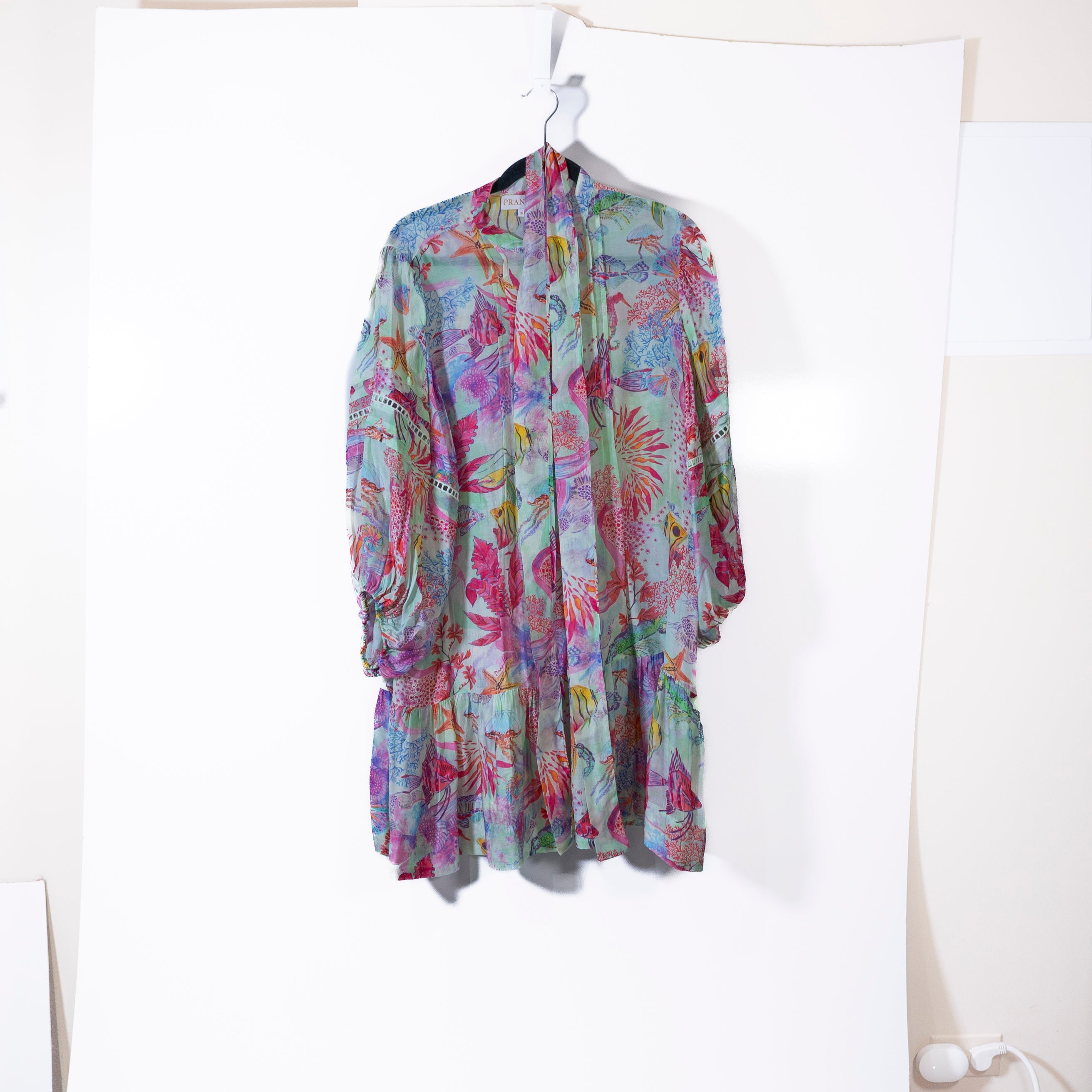 Pranella Echo Island Reef Ultra Lightweight Tropical Print Pattern Tiered Dress