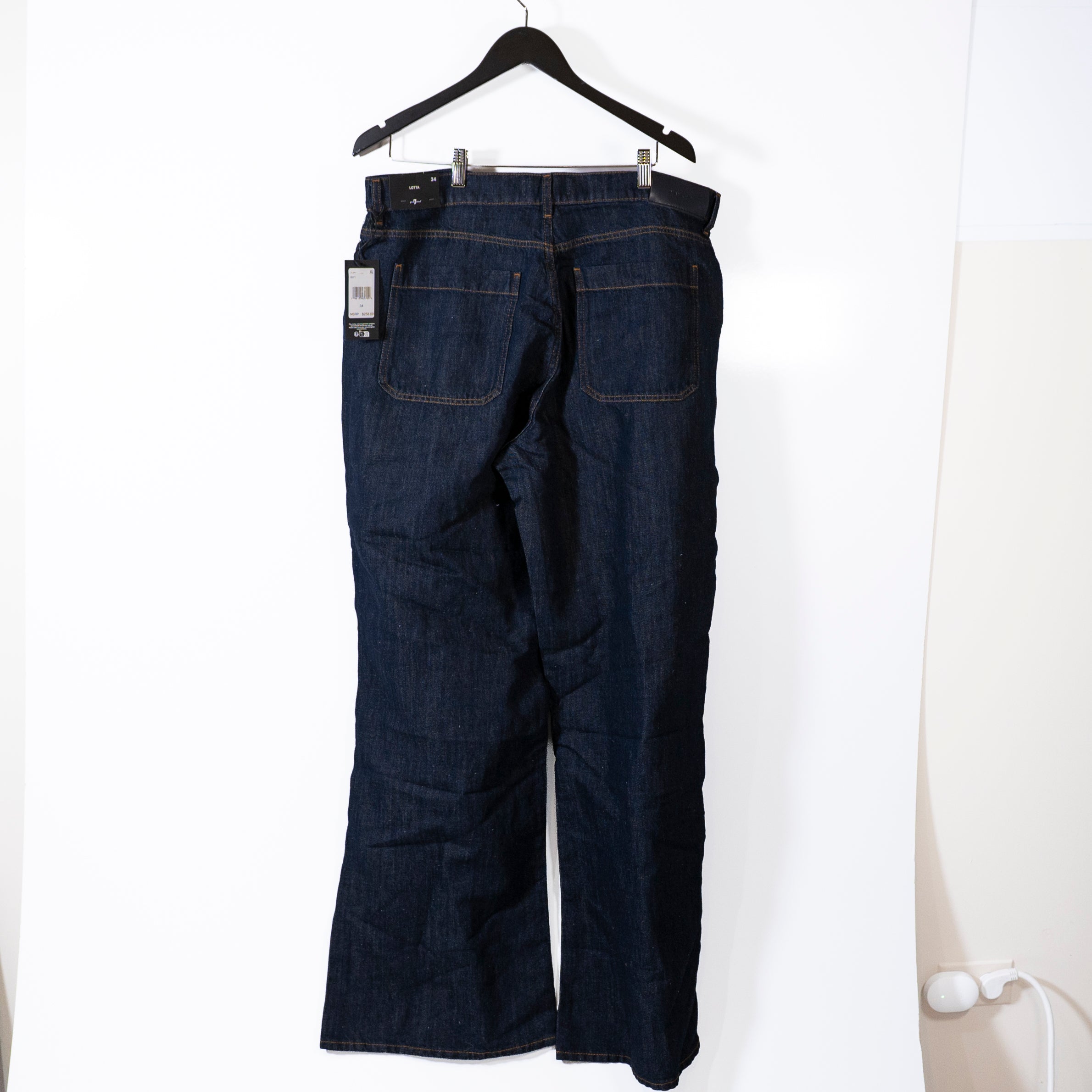 NEW 7 For All Mankind Lotta Utility Pocket Relax Wide Leg Cotton Jeans Blueberry
