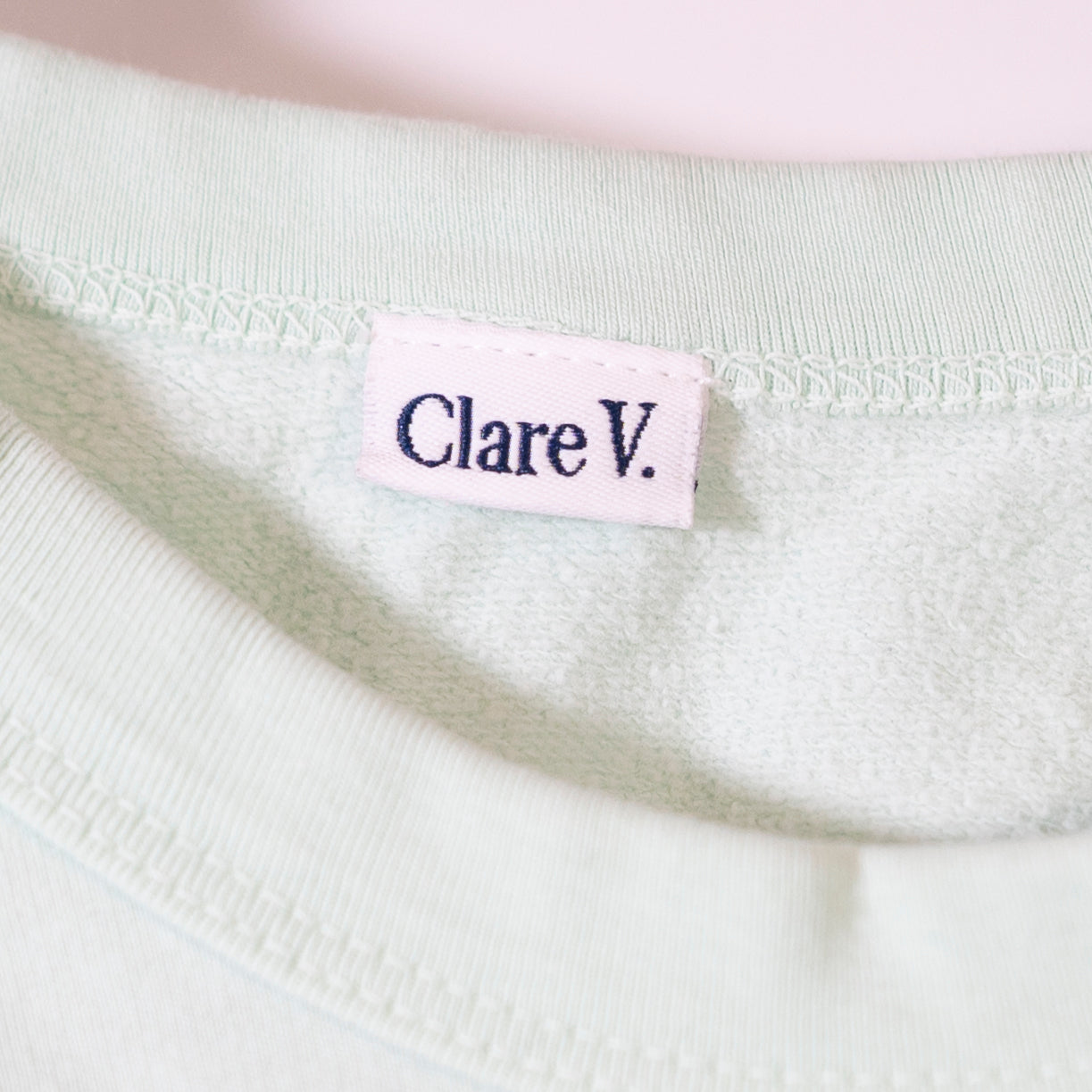 Clare V. Vive La Resistance Graphic Cotton Crew Neck Pullover Sweater Mint S