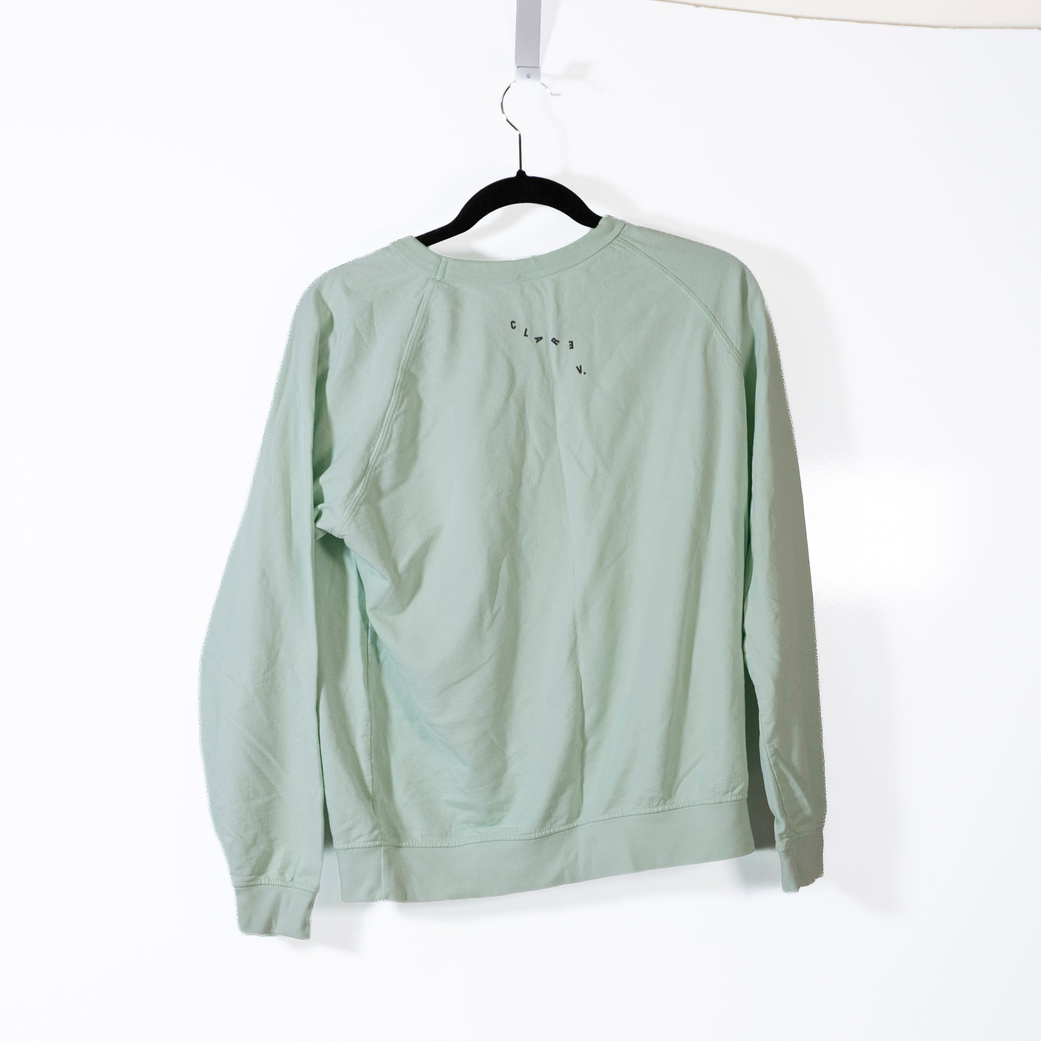 Clare V. Vive La Resistance Graphic Cotton Crew Neck Pullover Sweater Mint S