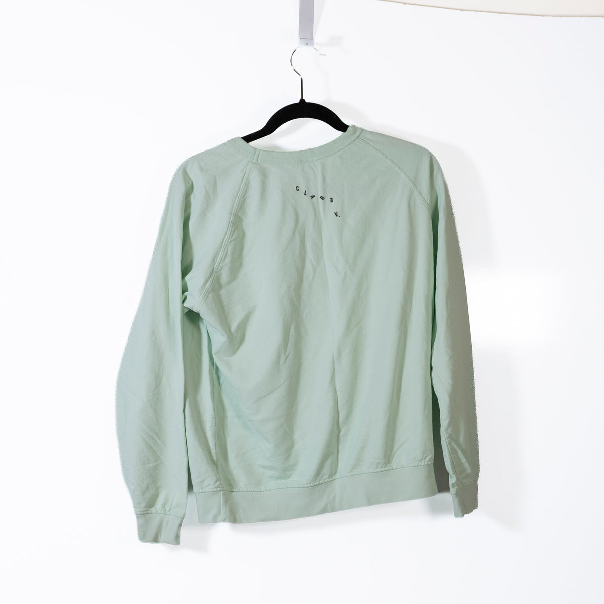 Clare V. Vive La Resistance Graphic Cotton Crew Neck Pullover Sweater Mint S