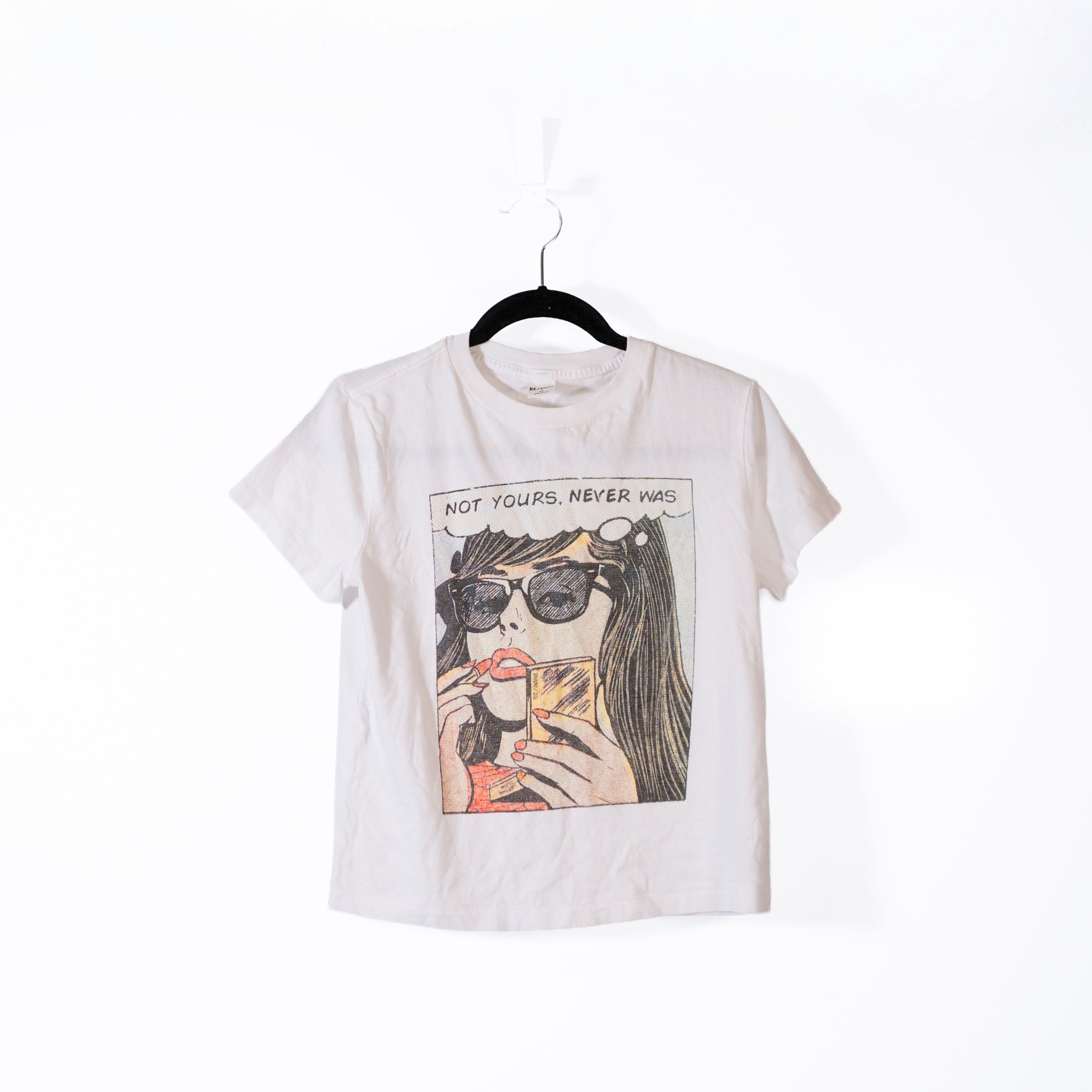 Re / Done Girlfriend Cotton Tee Shirt Not Yours Graphic Print Crew Neck Vintage