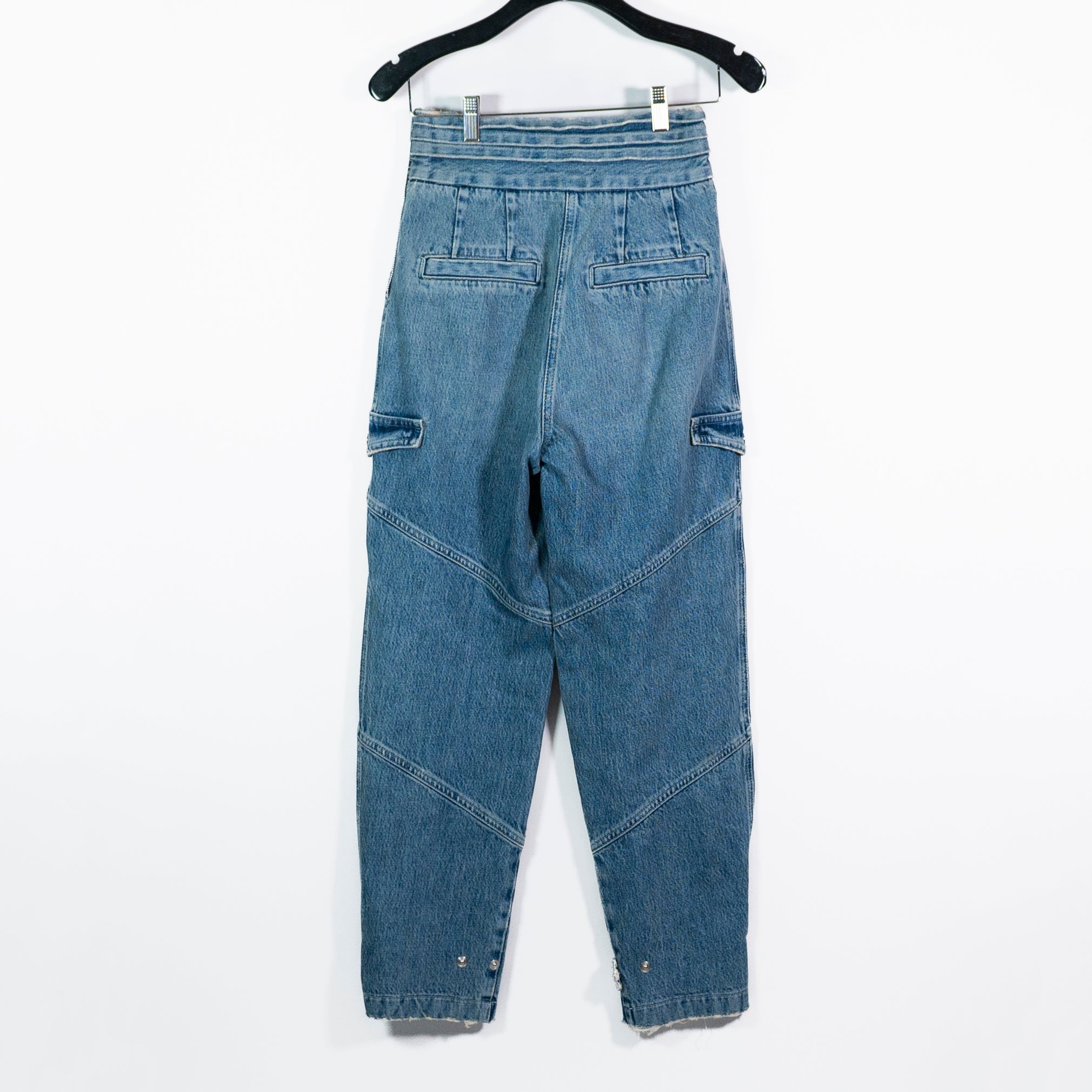 RTA Dallas Cotton Straight Leg Multi Pocket Cargo Denim Jeans Pants Blue XS