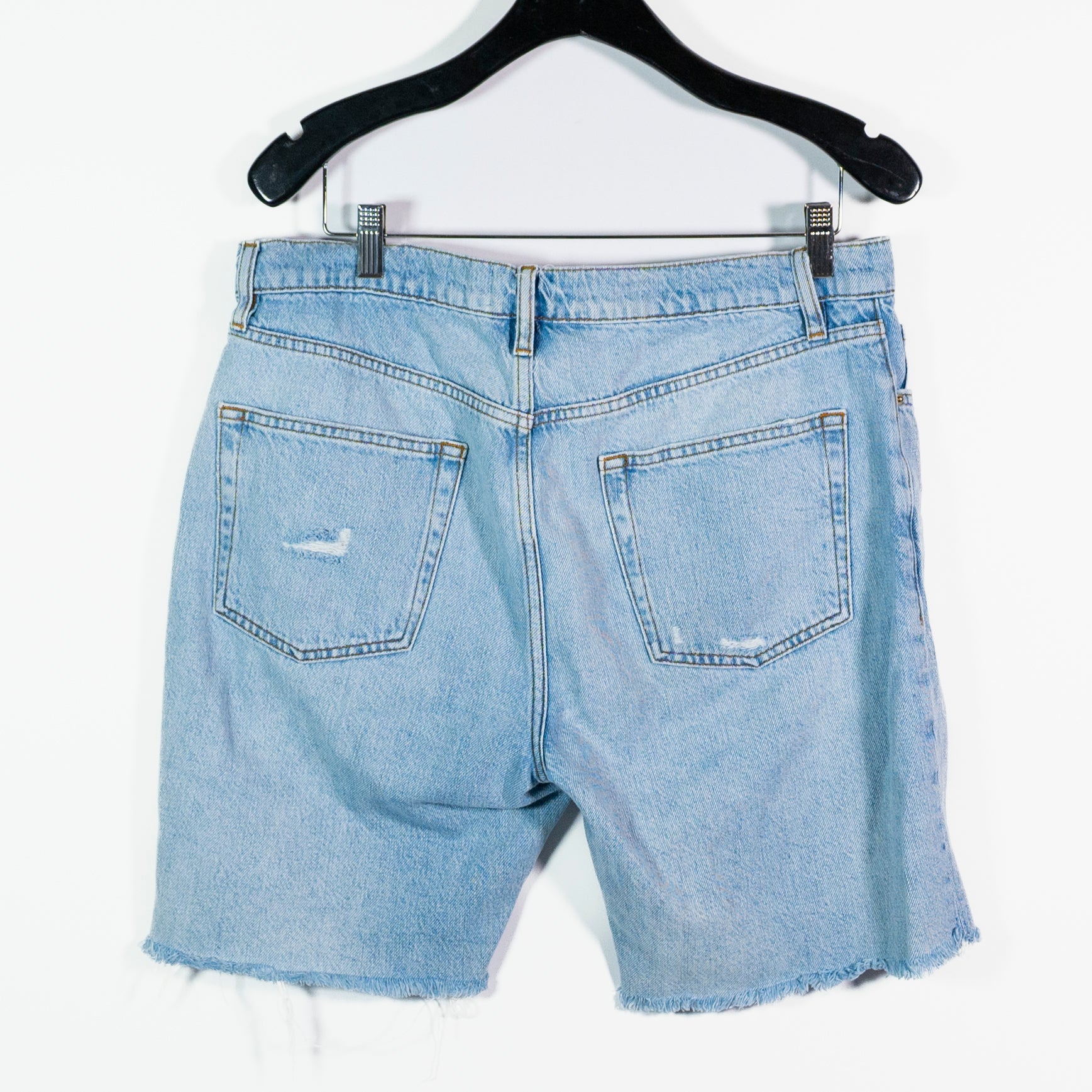 Frame Denim Women's Le Slouch Bermuda Cotton Distressed Raw Edge Hem Jean Shorts