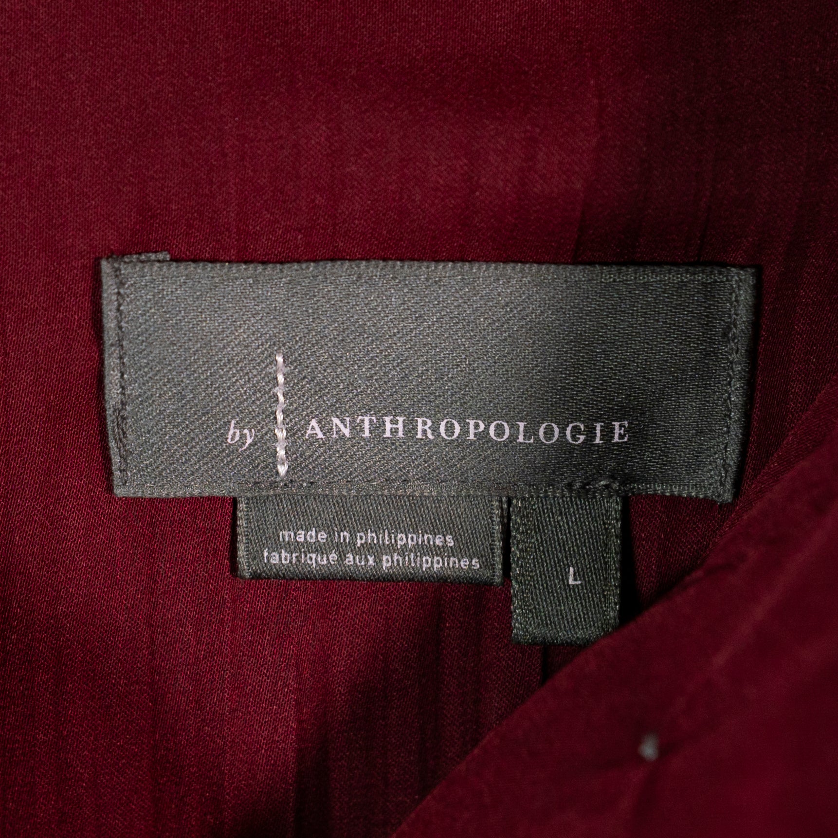 Anthropologie Pliss Pleated Satin Long Sleeve Quarter Button Blouse Shirt Large