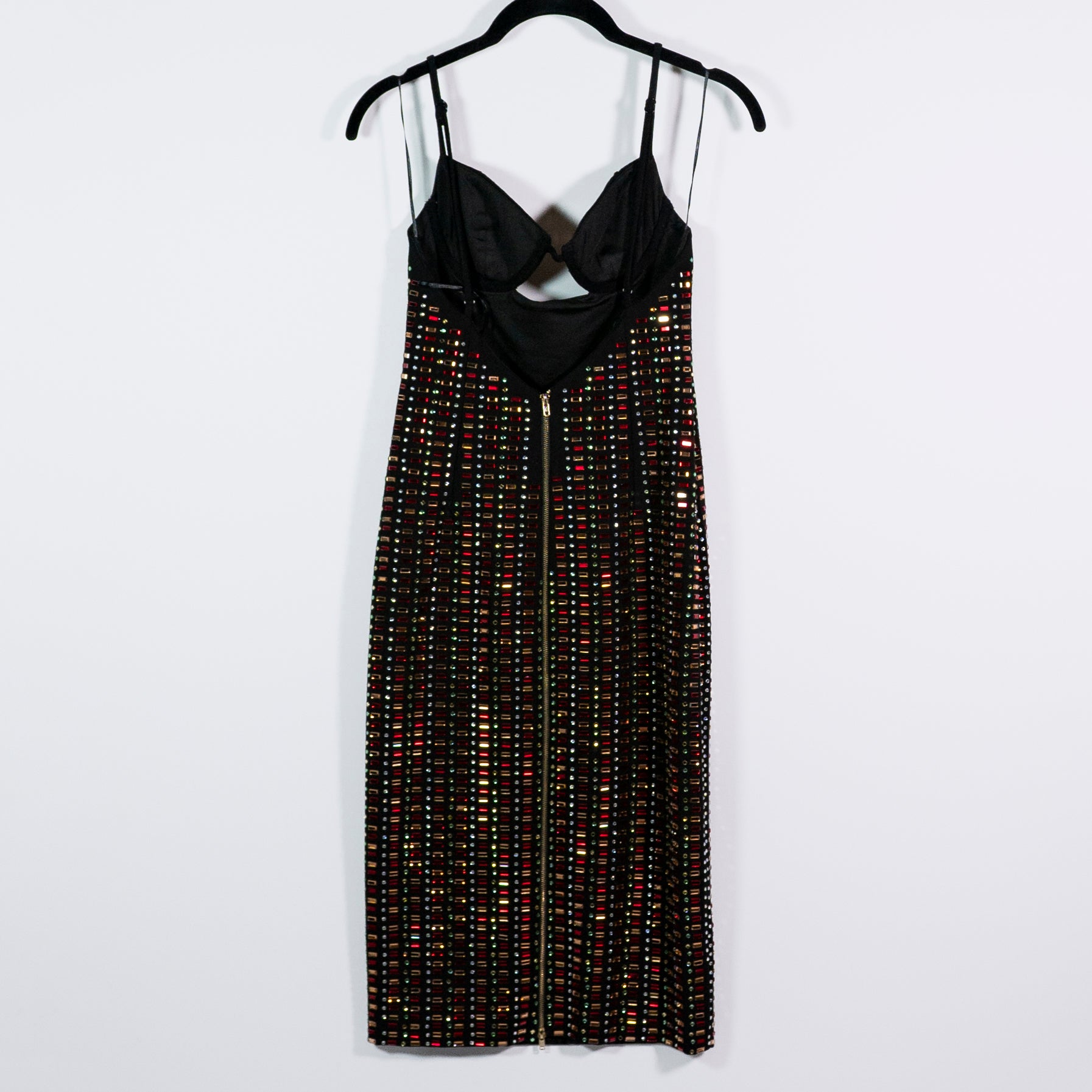 Akira Renee Rhinestone Jewel Crystal Embellished Cocktail Bodycon Midi Dress S