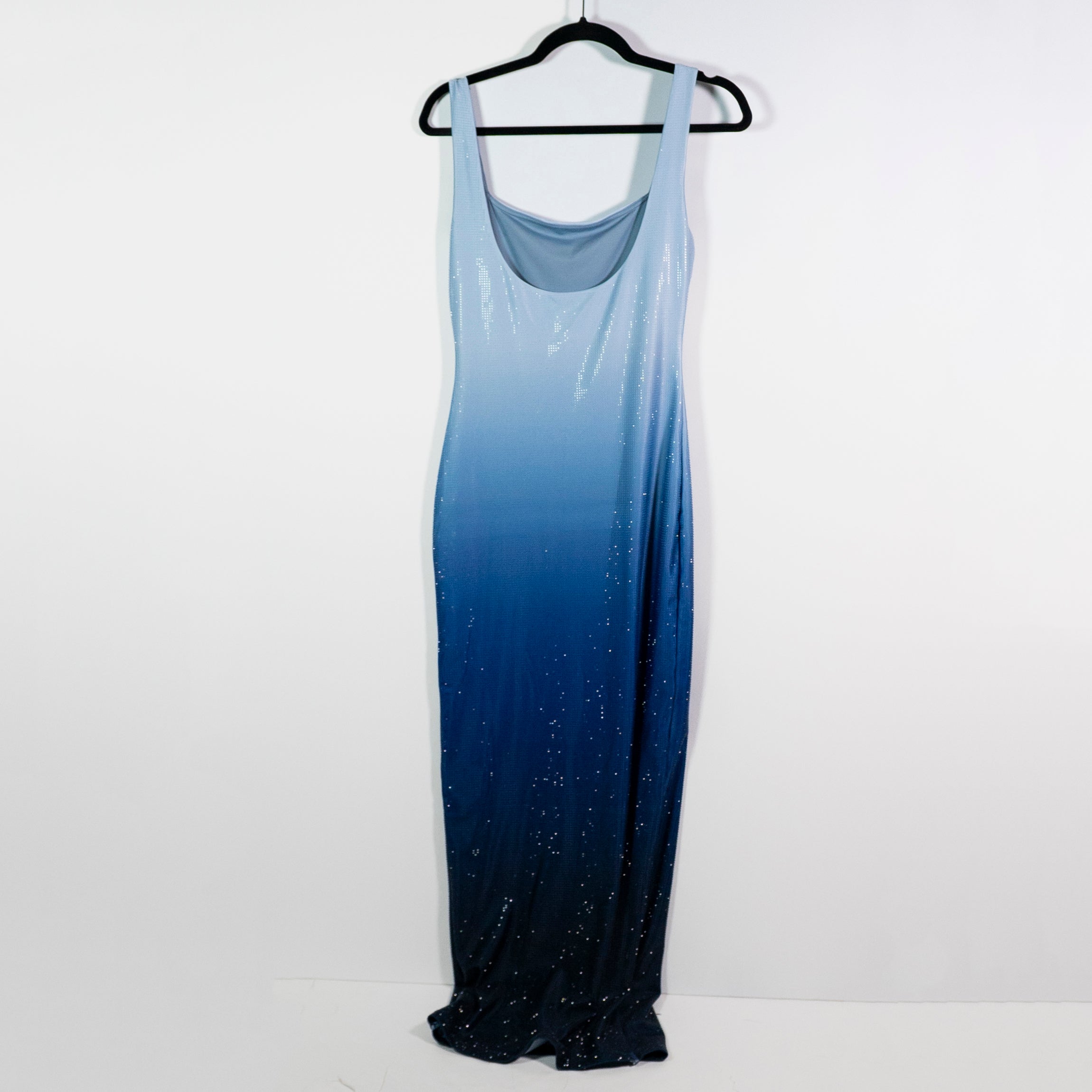 Akira Under The Sea Crystal Jewel Rhinestone Blue Ombre Bodycon Midi Dress Small