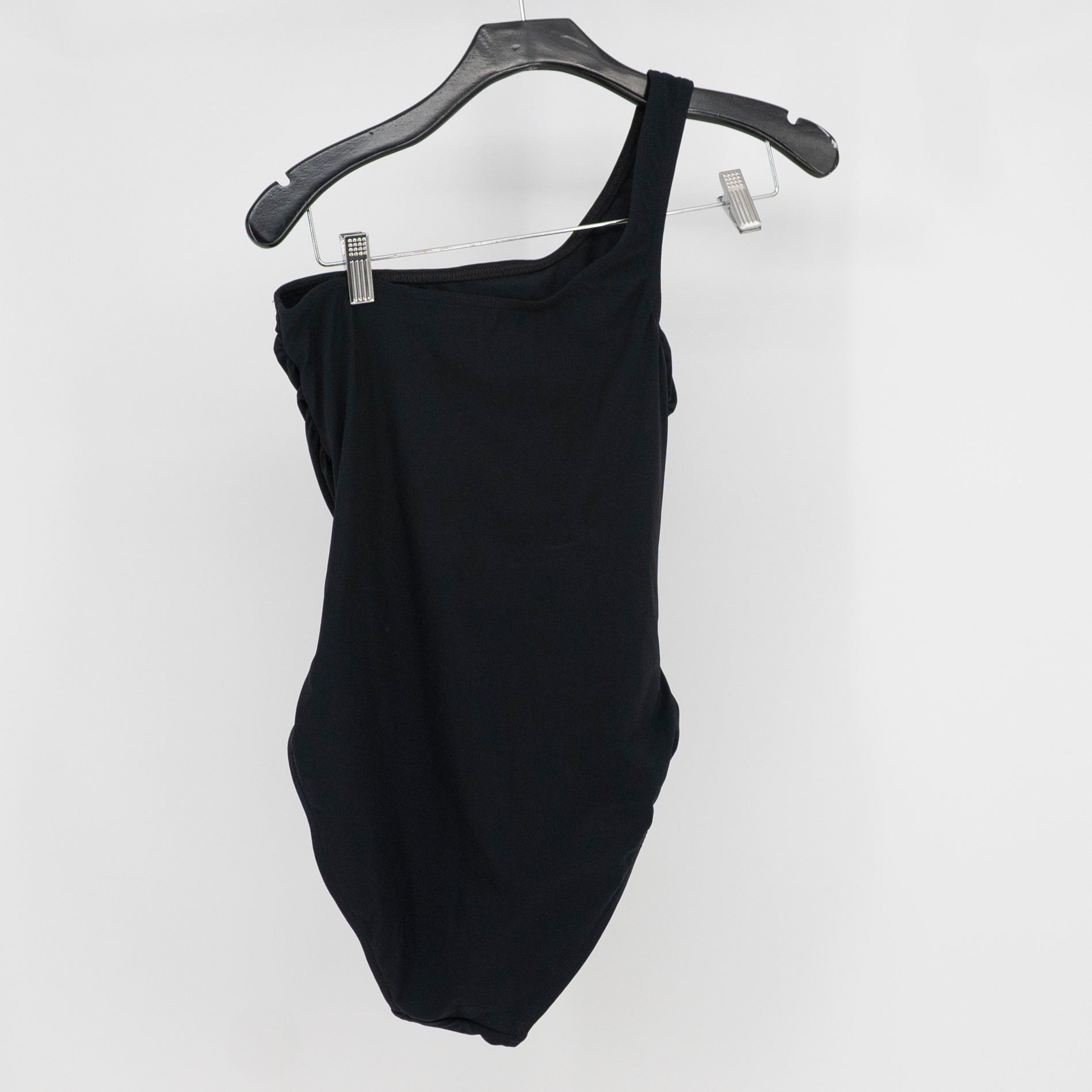 Karla Colletto Basics One Shoulder One Piece Ruched Swim Bathing Suit Black 8