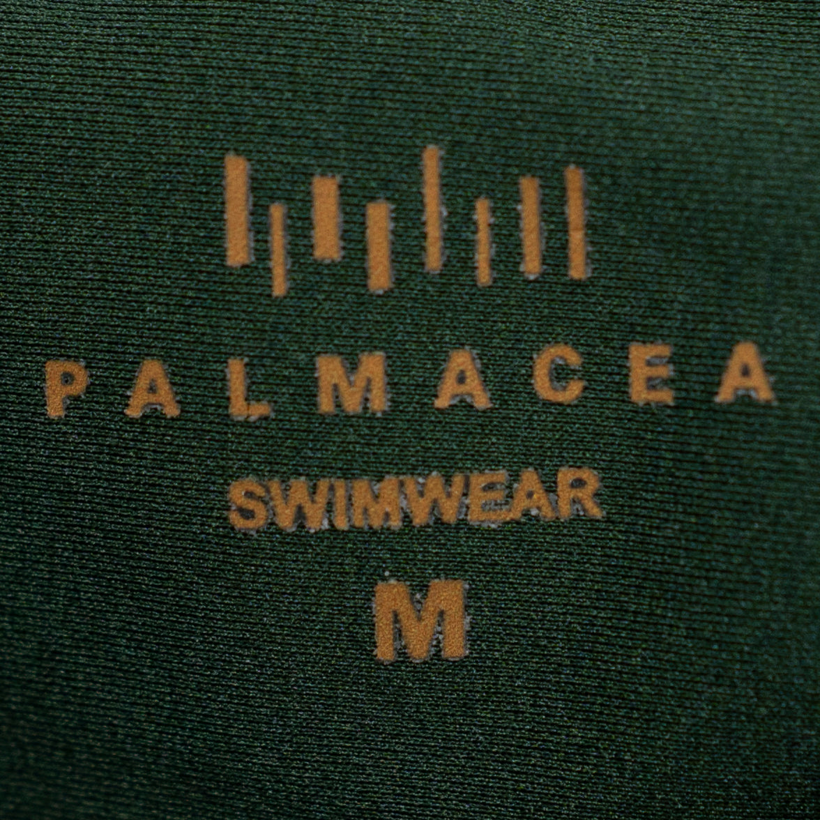 Palmacea Frida High Waisted Bikini Swim Bathing Suit Bottom Green Palm Print M