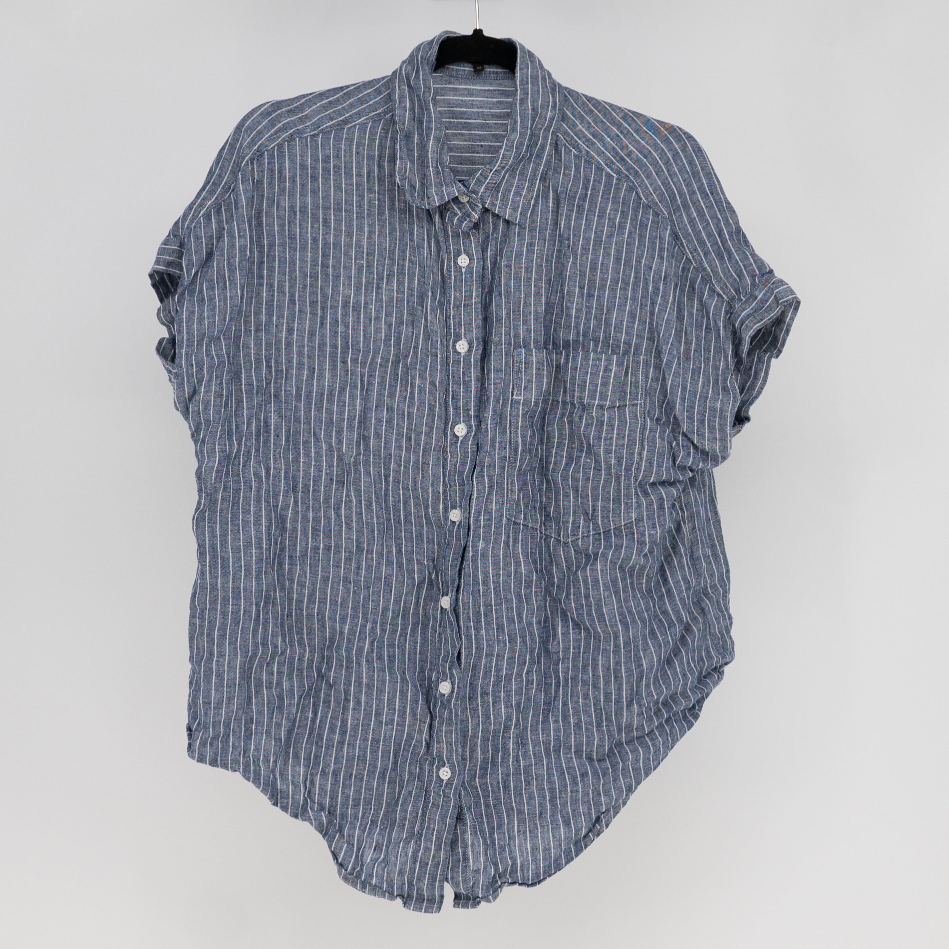 Quince Women's 100% European Linen Short Sleeve Button Down Camp Shirt Chambray