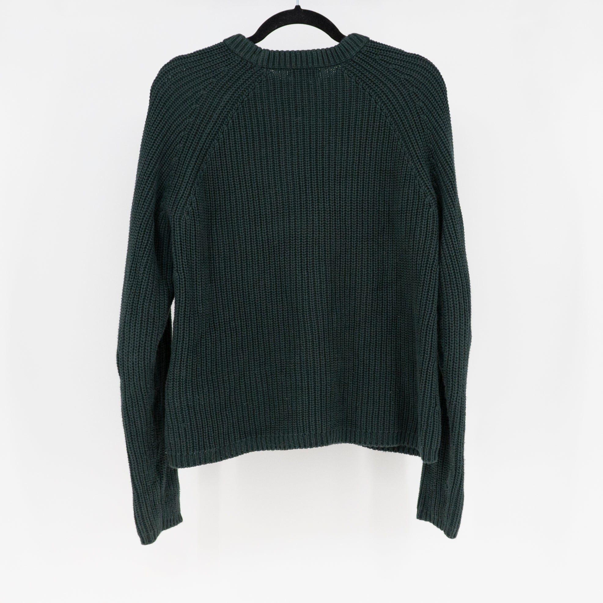 Quince Women's Organic Cotton Fisherman Crew Neck Sweater Dark Spruce Medium