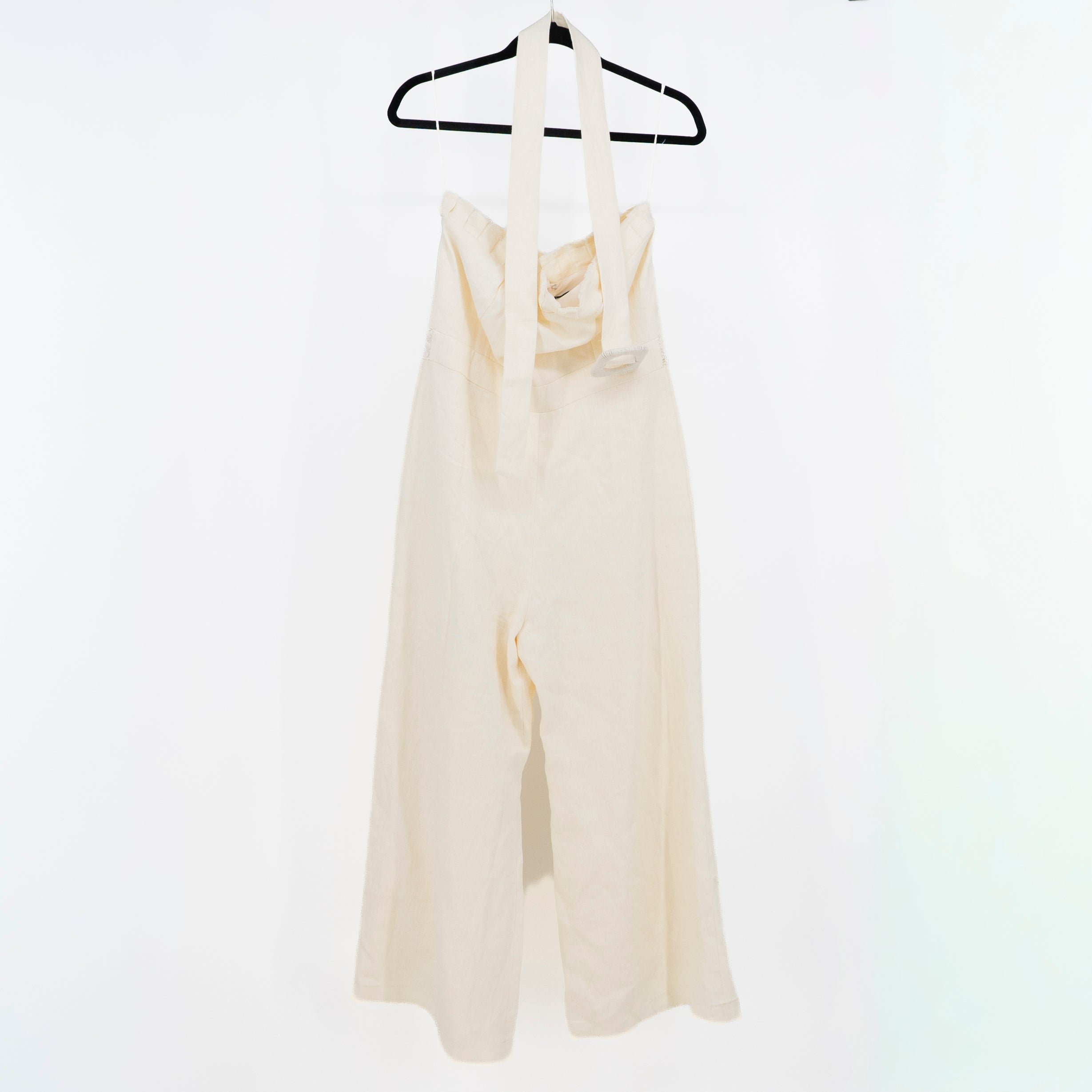 Alexis Eleri Linen Strapless Belted Full Length Jumpsuit Jumper Ivory Medium