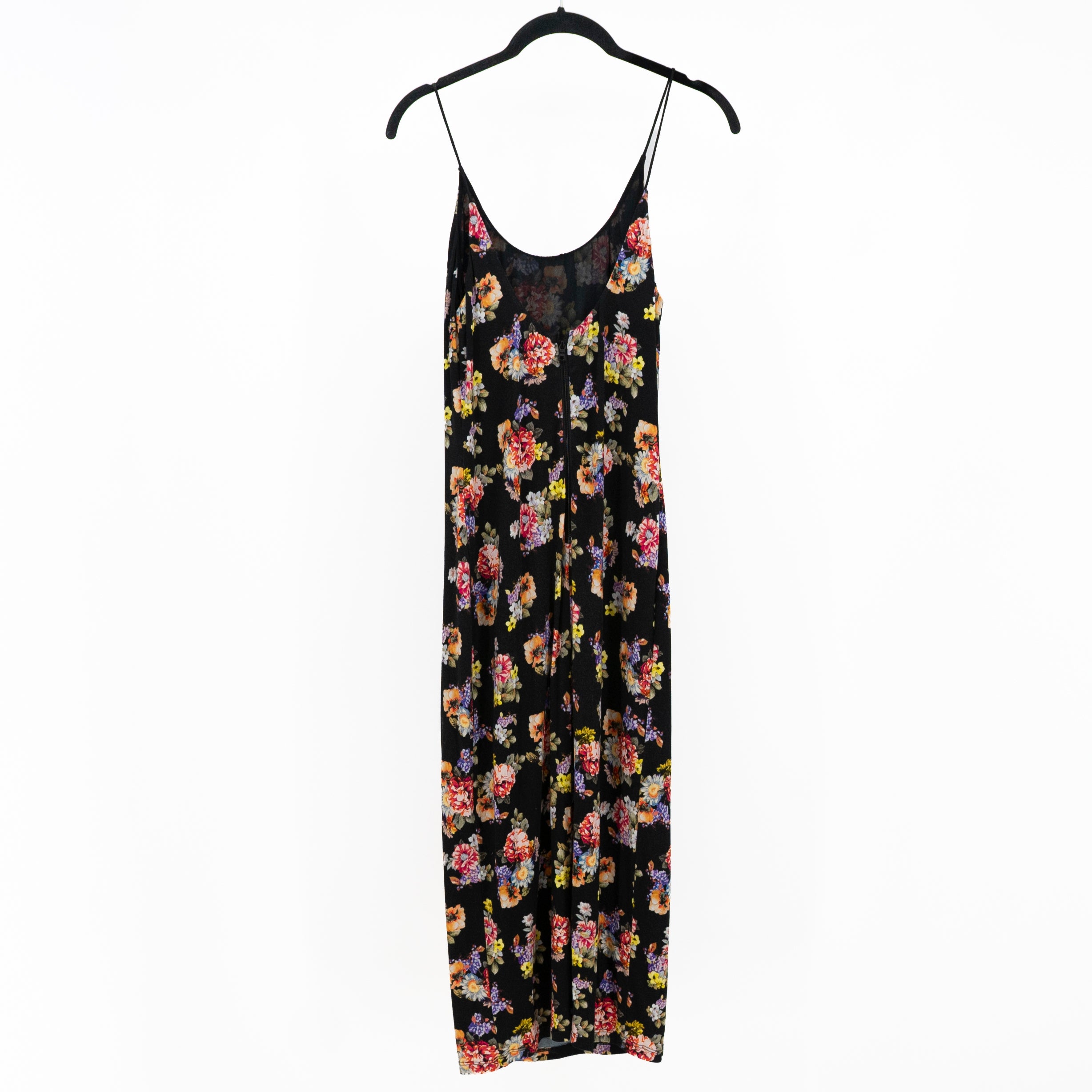 NEW Alice And Olivia Delora Spaghetti Strap Midi Dress Magnolia Floral Black 6