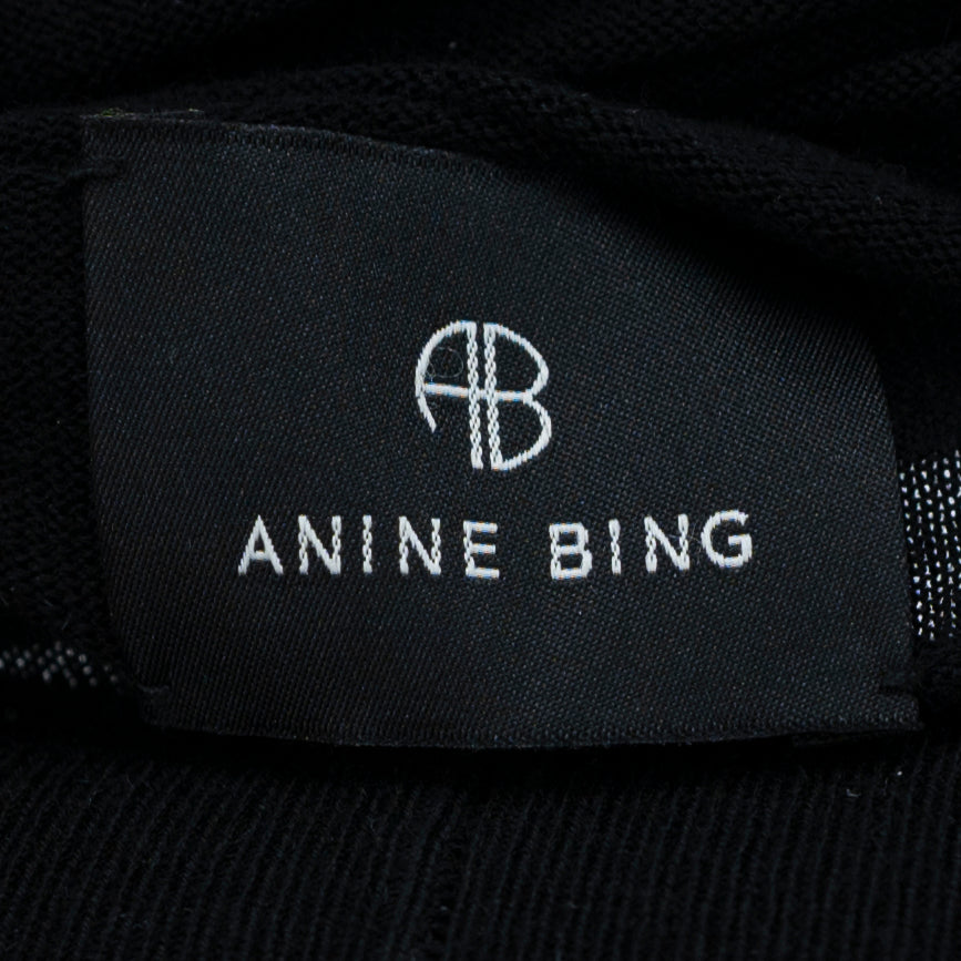 Anine Bing Ethan Wool Cashmere Lightweight Knit Stretch Turtleneck Sweater Black