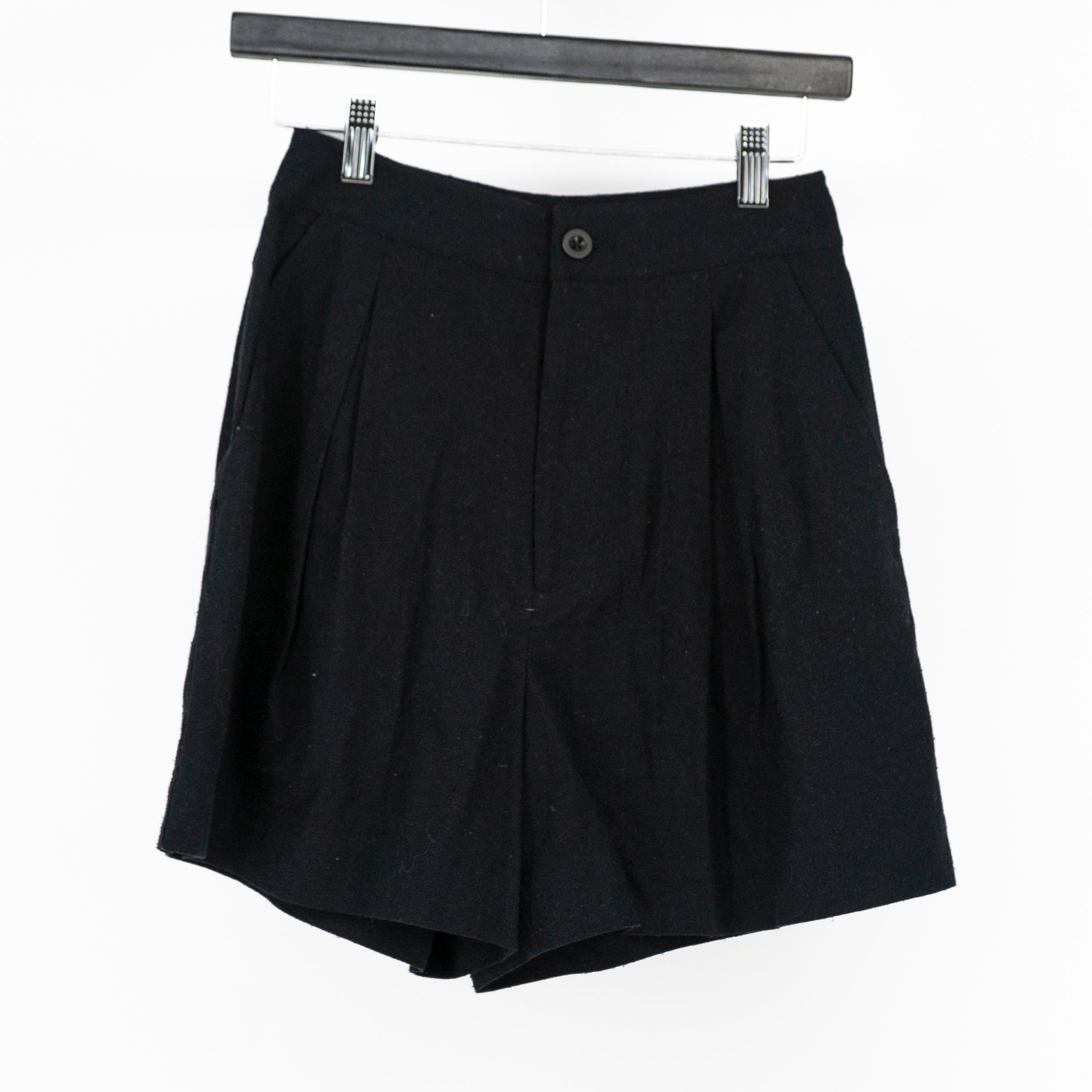 Jenni Kayne Pleated Silk Textured High Rise Mini Casual Shorts Solid Black 0