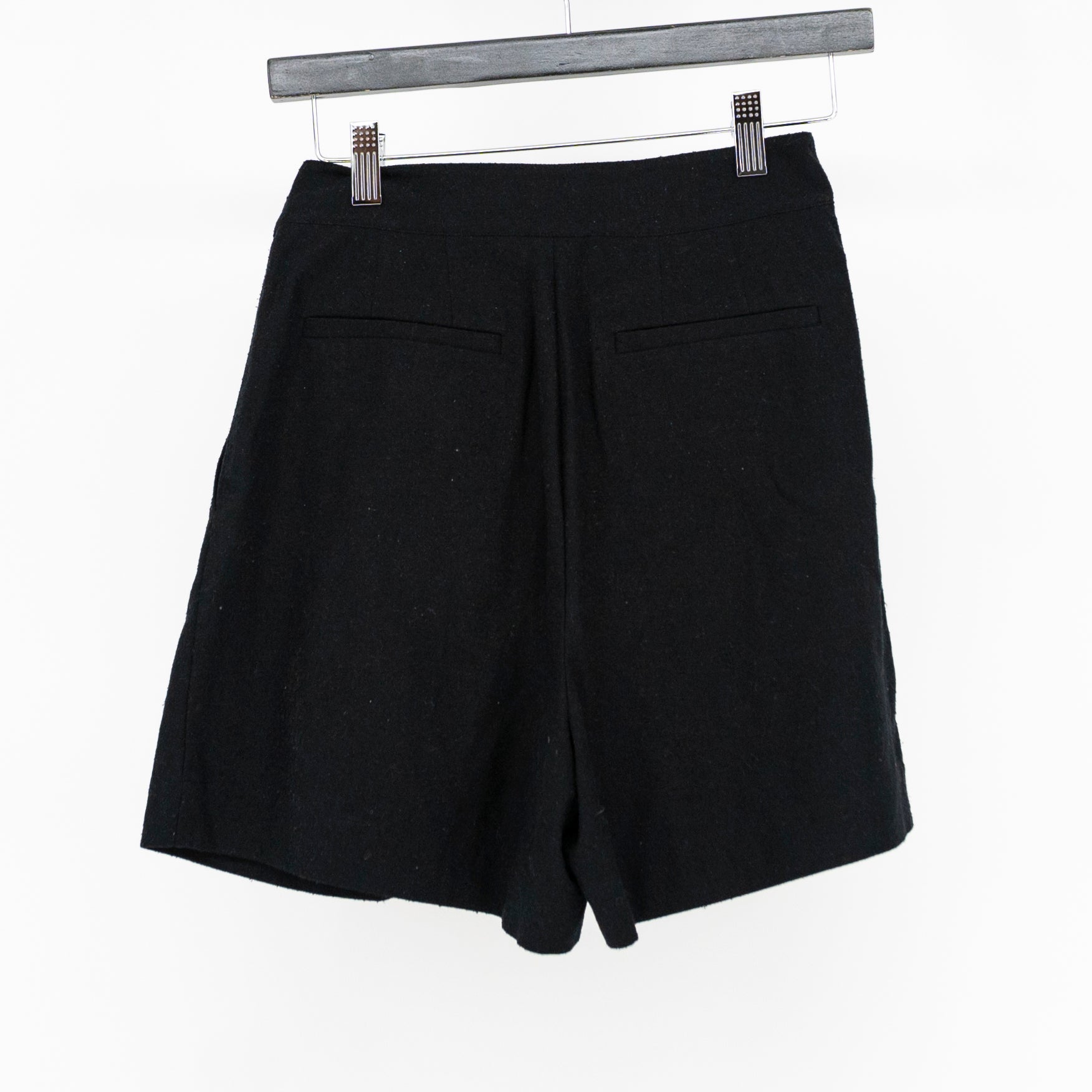 Jenni Kayne Pleated Silk Textured High Rise Mini Casual Shorts Solid Black 0