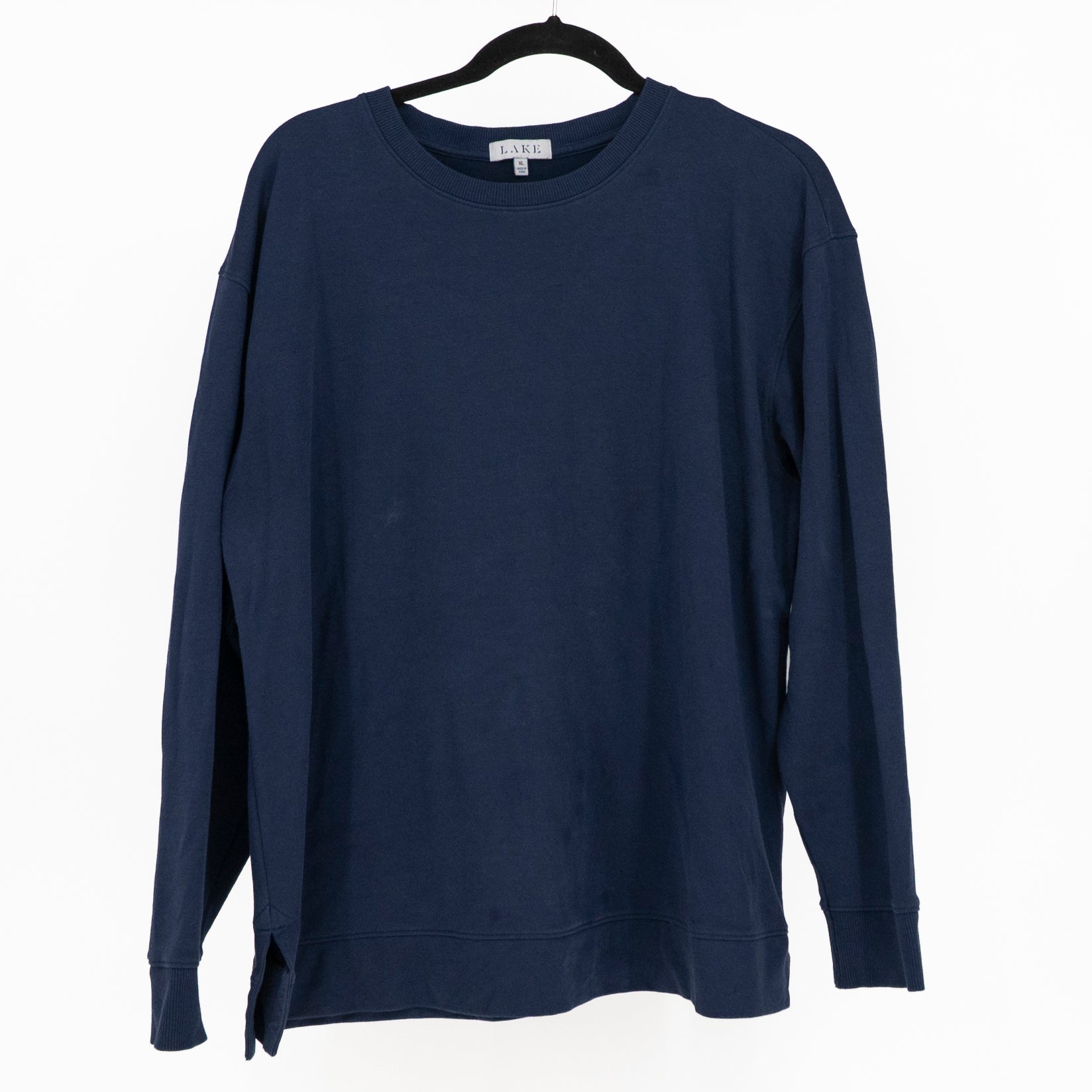 Lake Women's Cotton Modal Crew Neck Pullover Long Sleeve Sweater Navy Blue XL