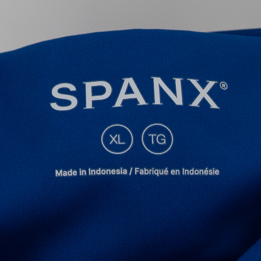Spanx Women's Booty Boost 7/8 High Waisted Crop Athletic Leggings Blue XL